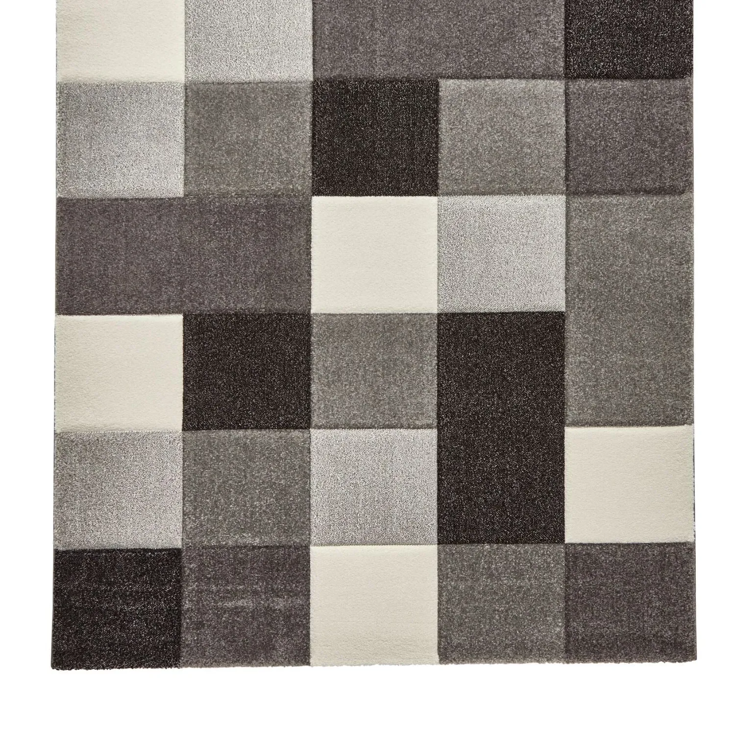 Modern Geometric Rug with Hand-Carved Design - Grey