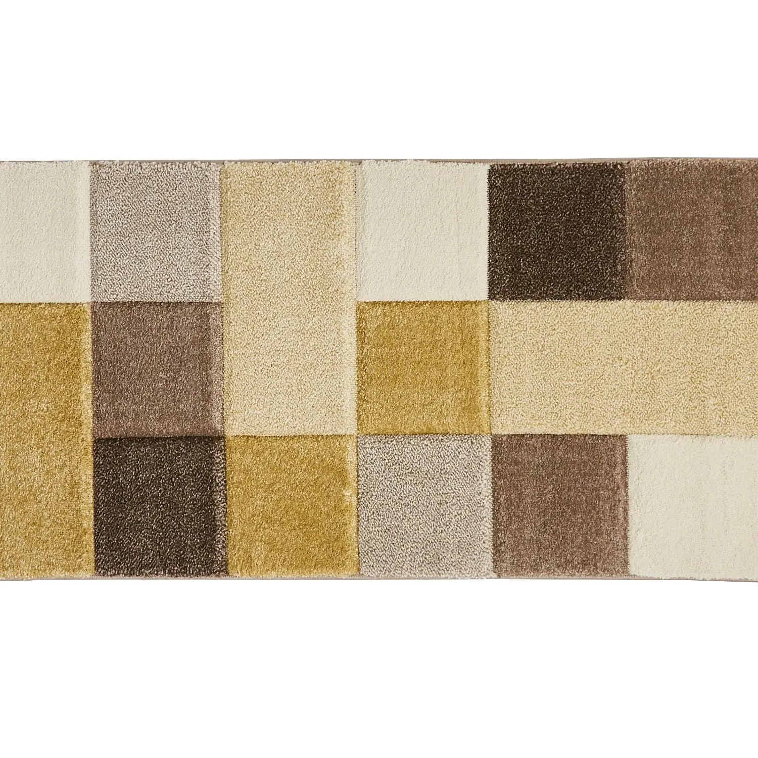 Modern Geometric Runner with Hand-Carved Design - Beige image