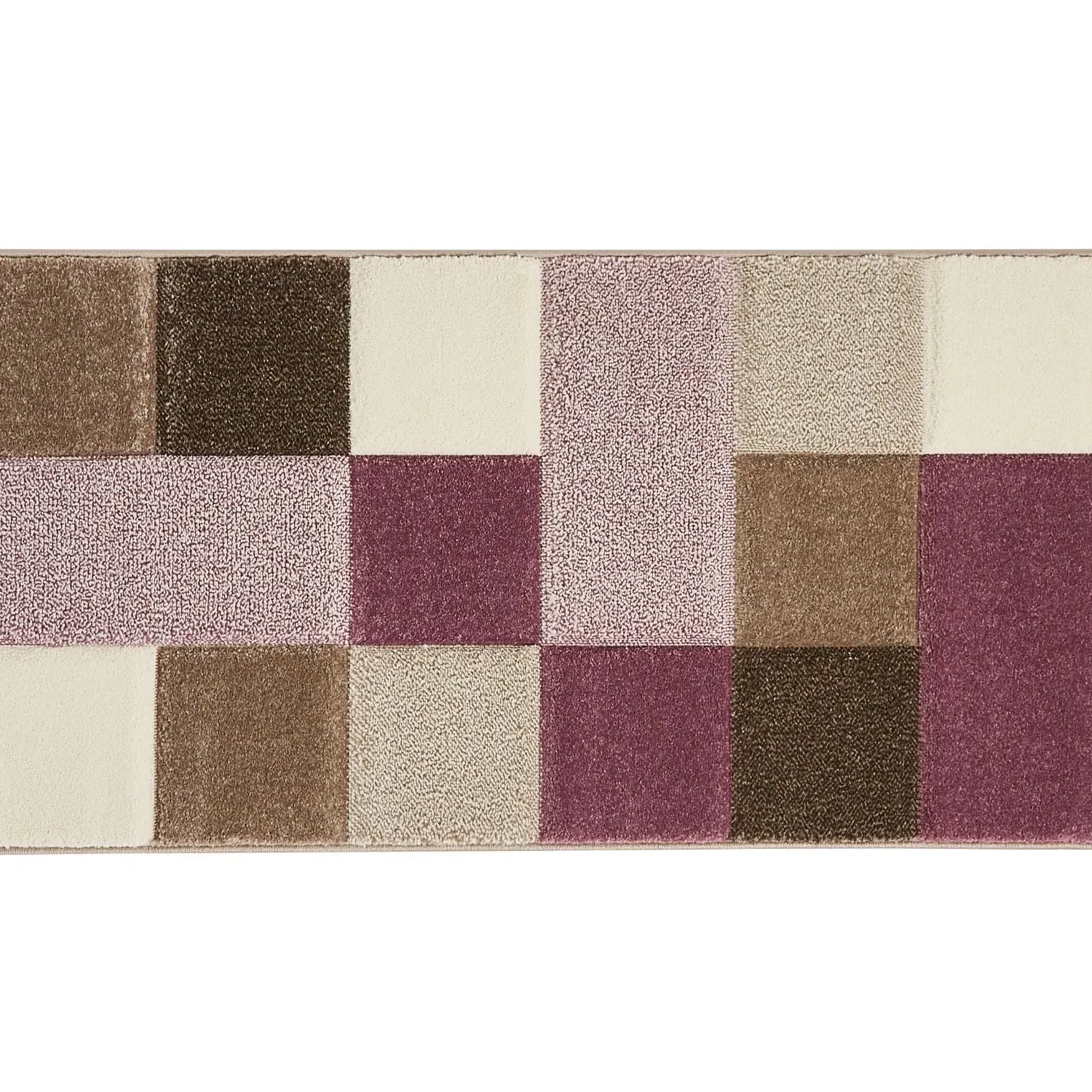 Modern Geometric Runner with Hand-Carved Design - Beige