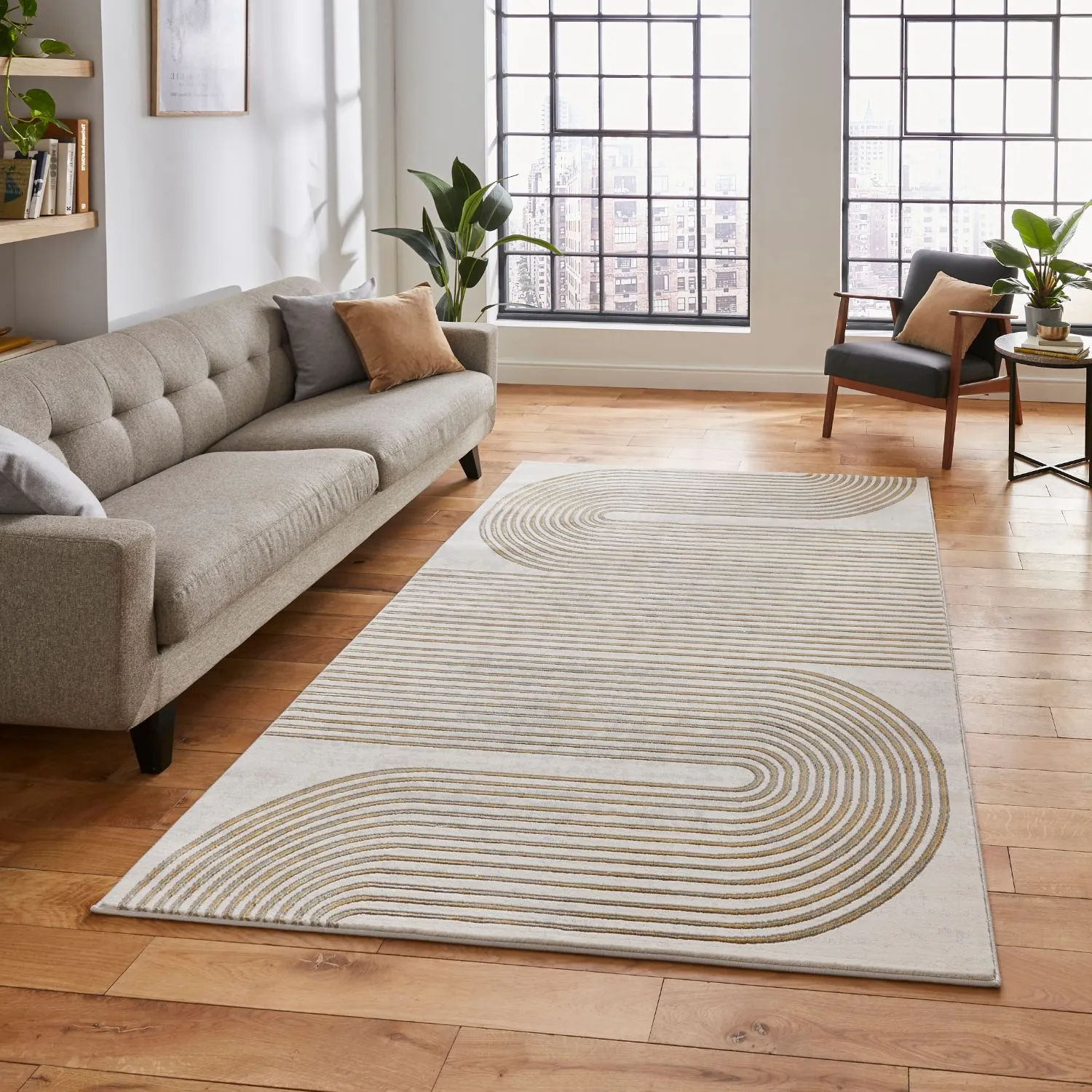 Modern Linear Rug - Grey, Polypropylene