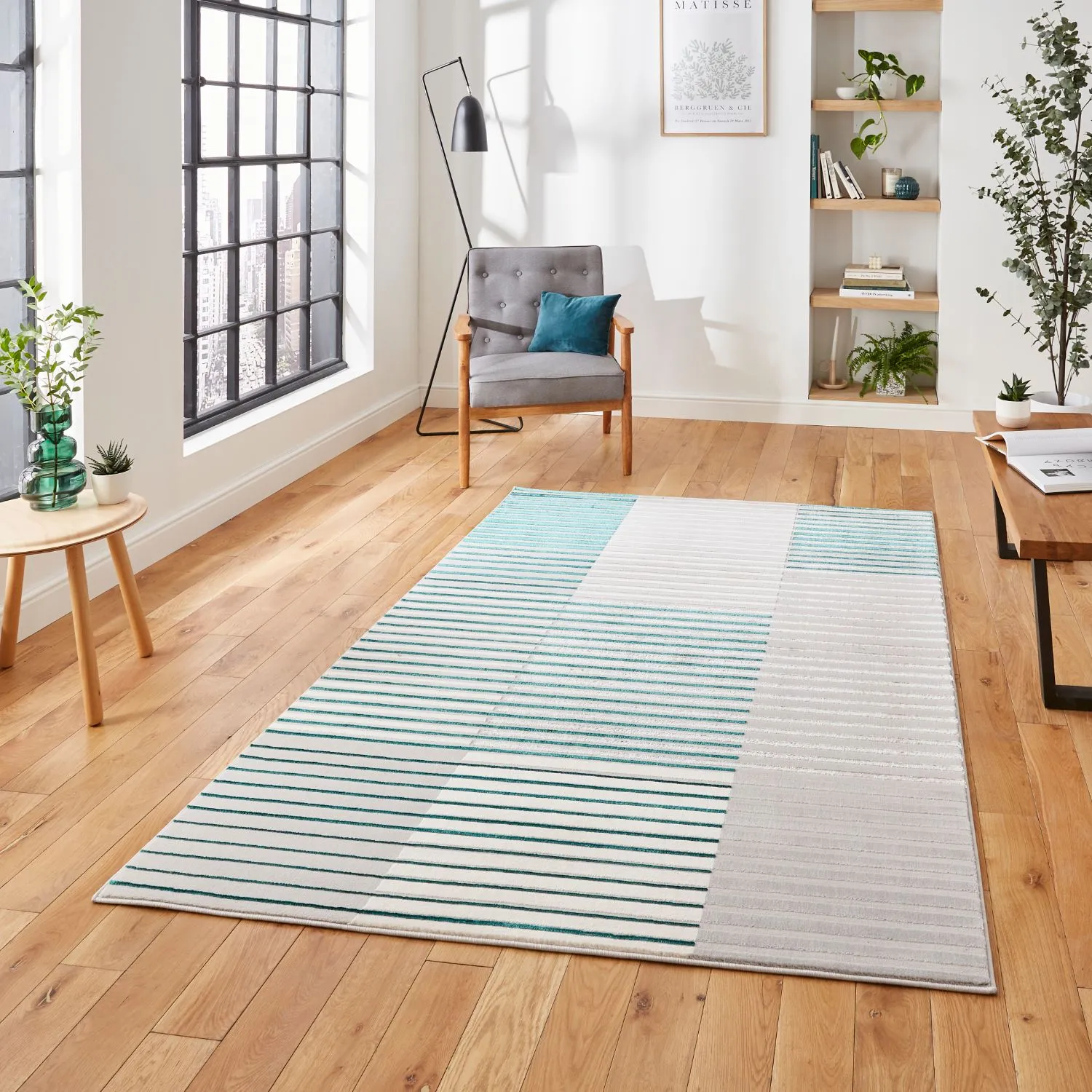 Modern Linear Rug - Grey, Polypropylene