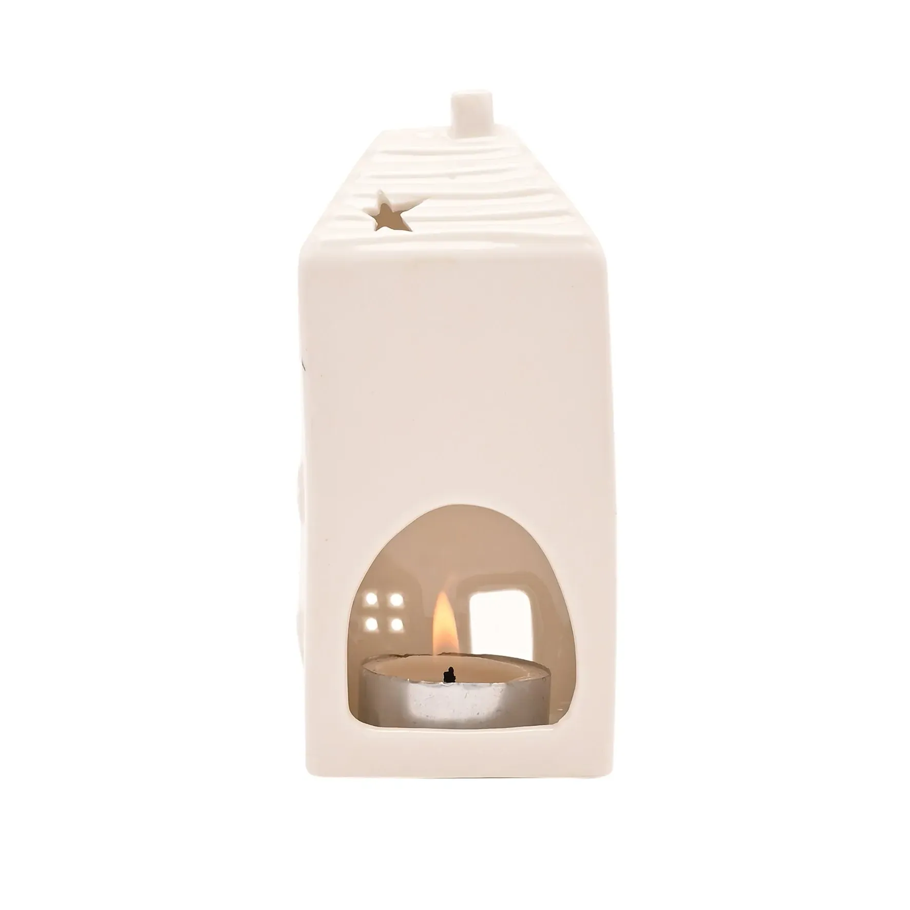 Moments Ceramic House Tea Light Holder - White by Julian Charles, alternate view