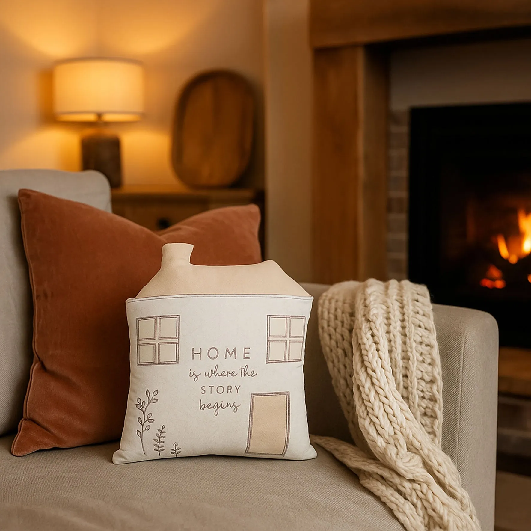 Moments 'Home Is Where The Story Begins' Cushion - Grey product