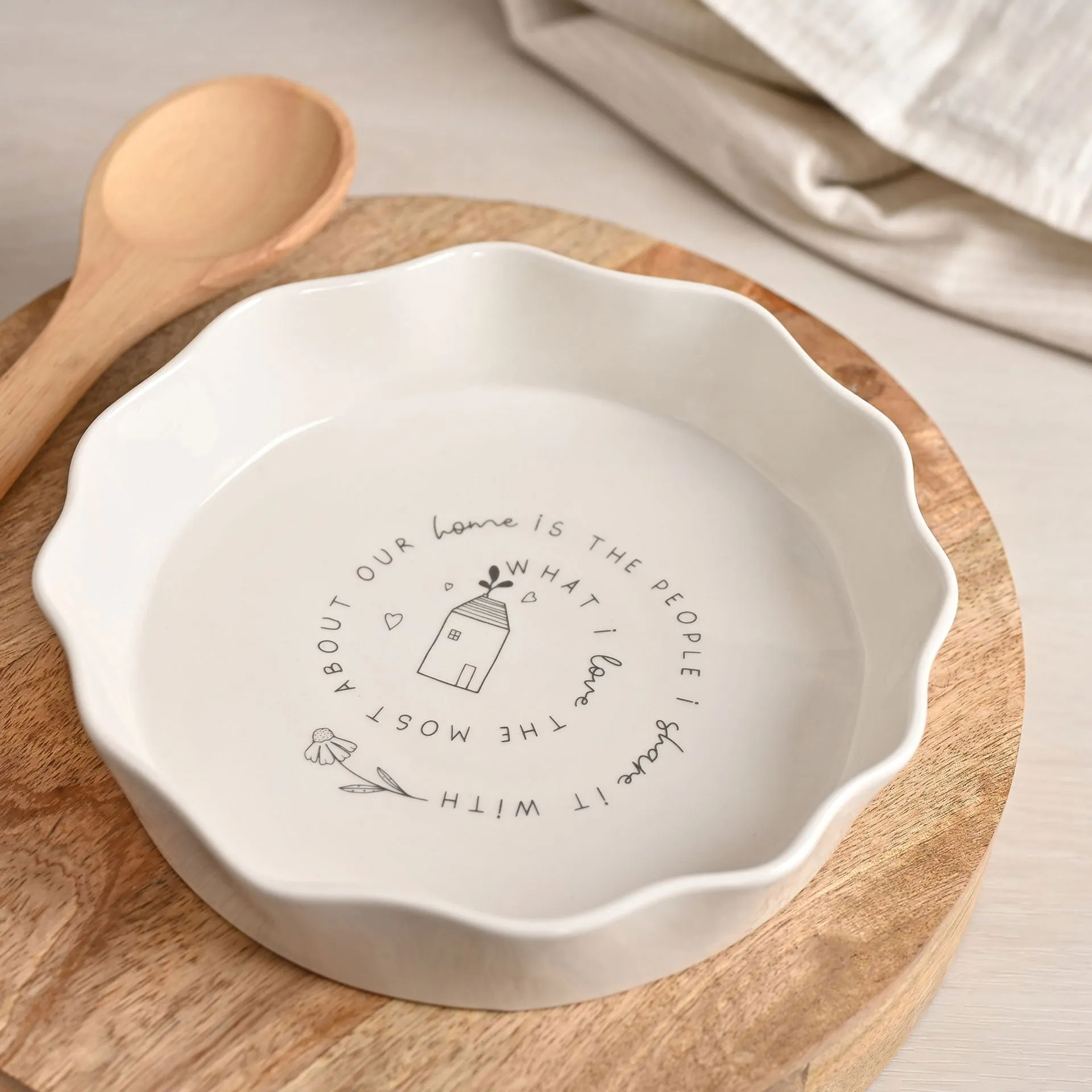 Moments Round Scalloped Flan Tray - White alternate view