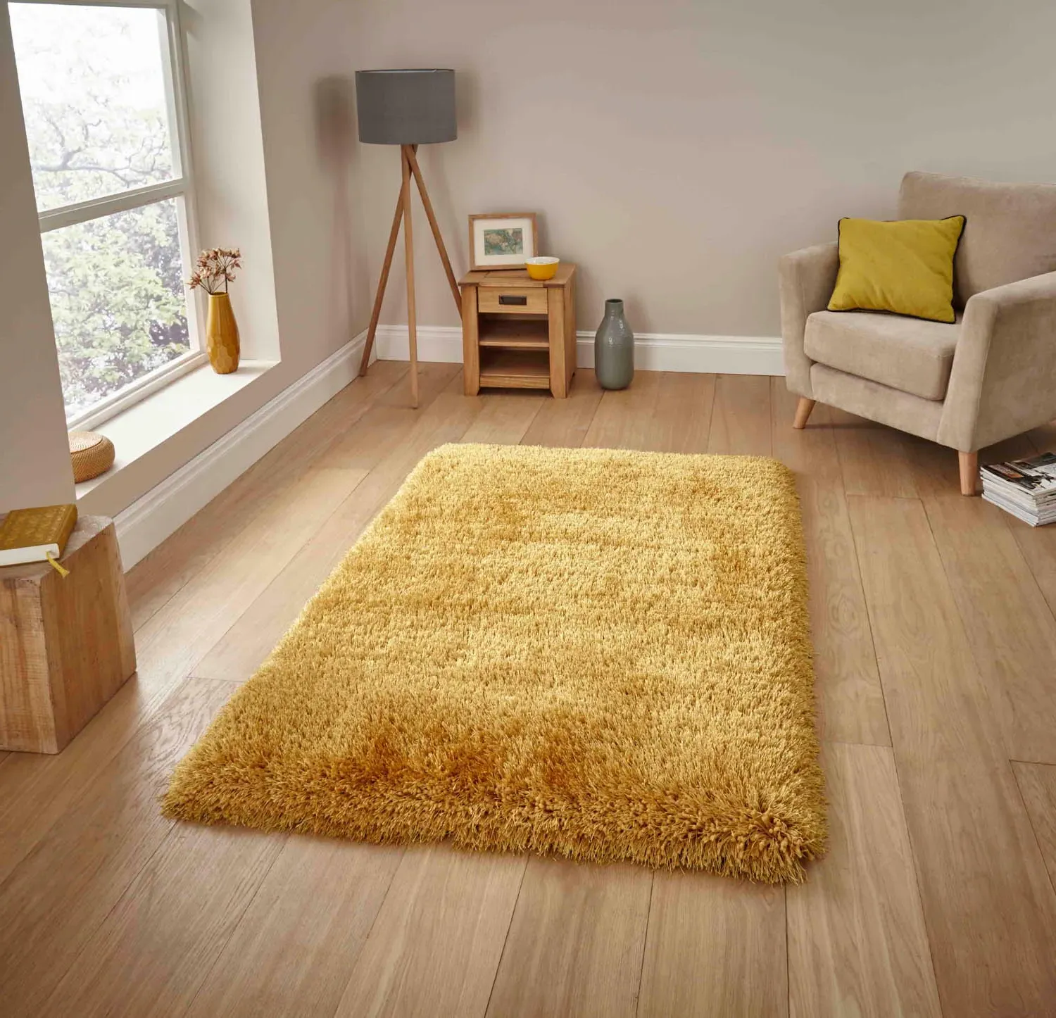 Shaggy Rug Hand-Tufted - Yellow alternate view