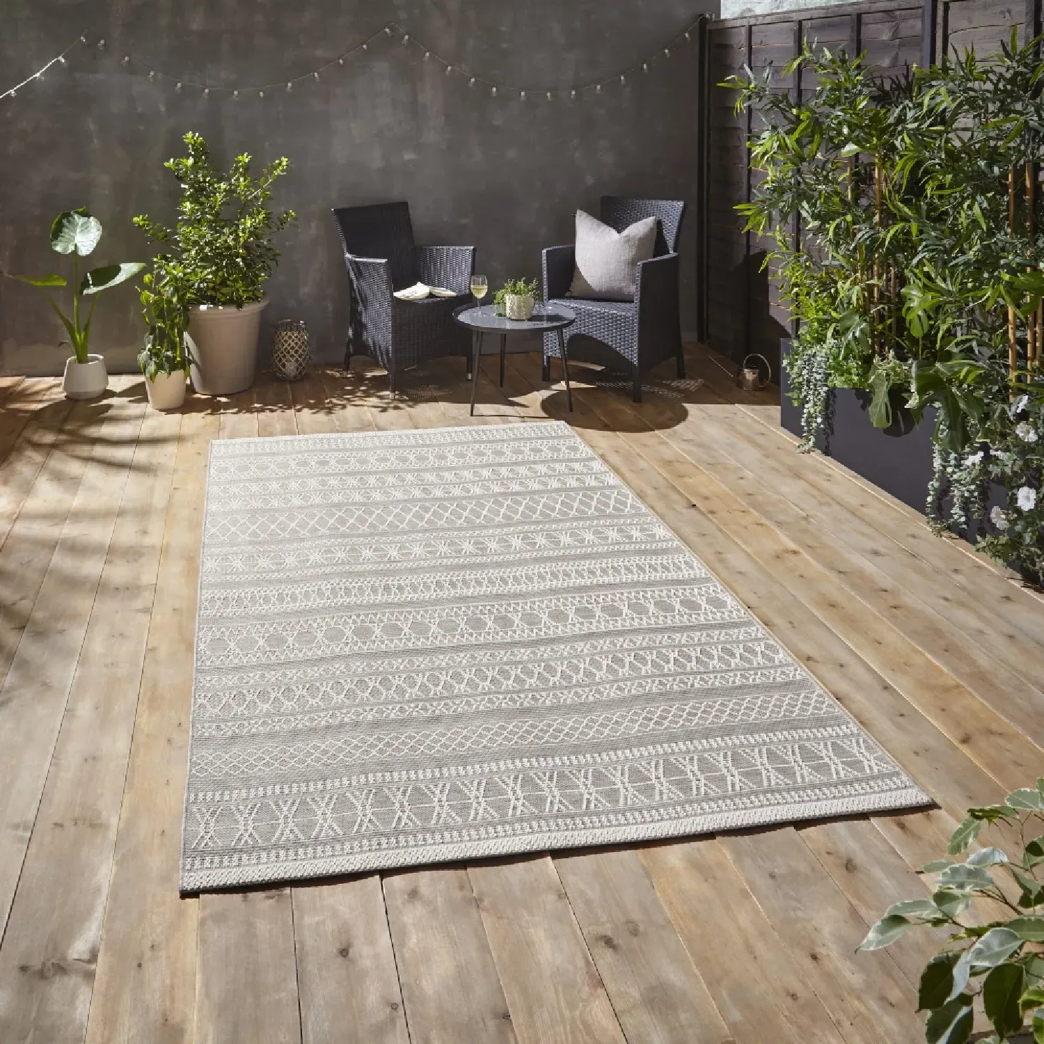 Moroccan Weatherproof Rug - Beige, Polypropylene