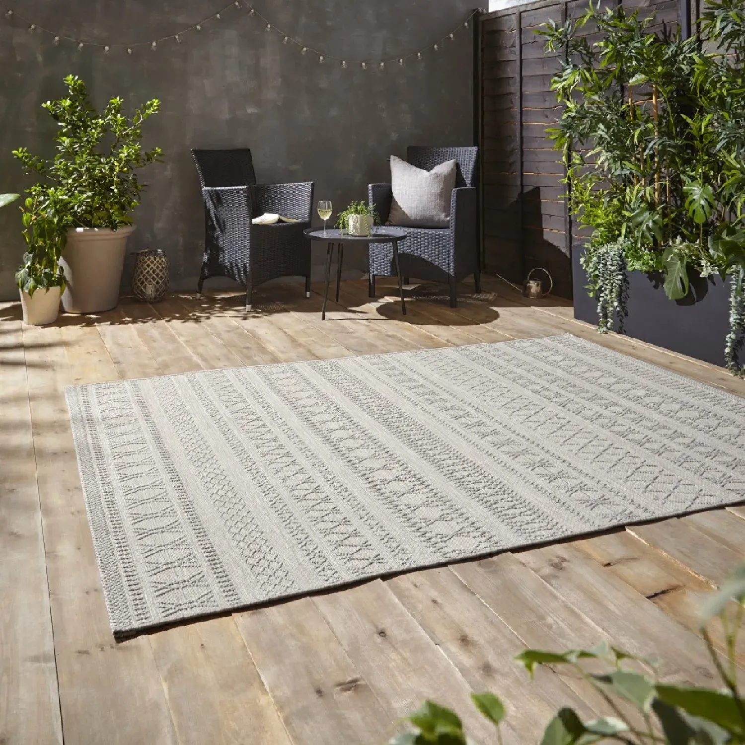 Moroccan Weatherproof Rug - Beige, Polypropylene