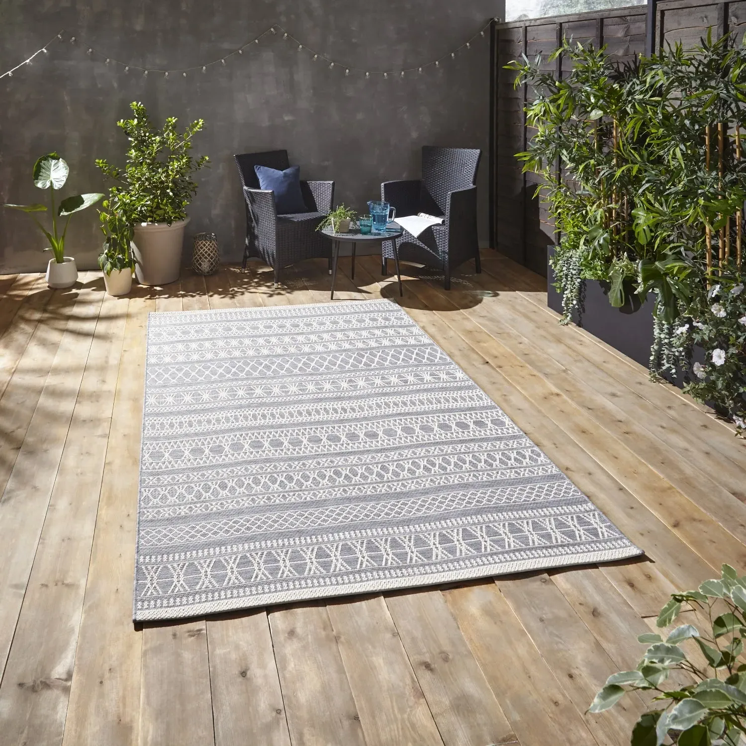 Moroccan Weatherproof Rug - Grey, Polypropylene