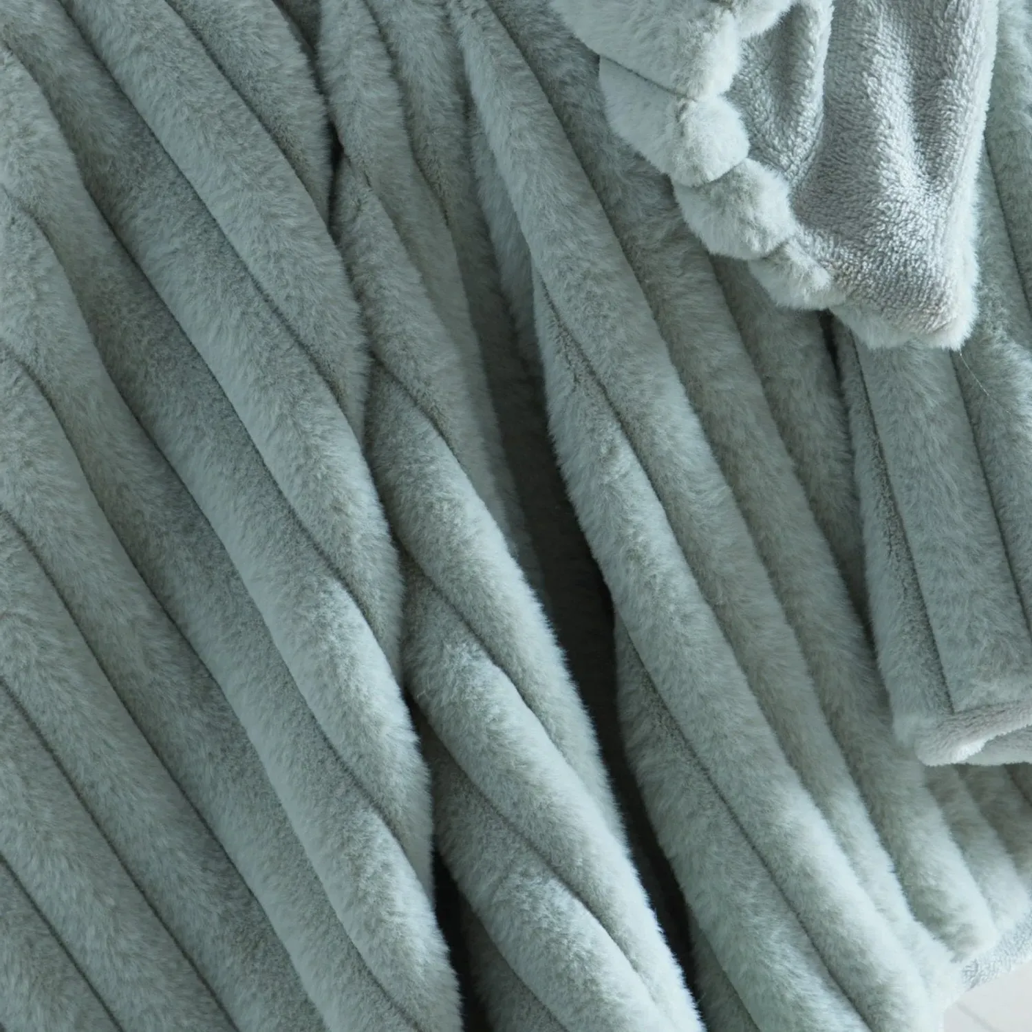 Morritz Faux Fur Throw - Green by Julian Charles, alternate view