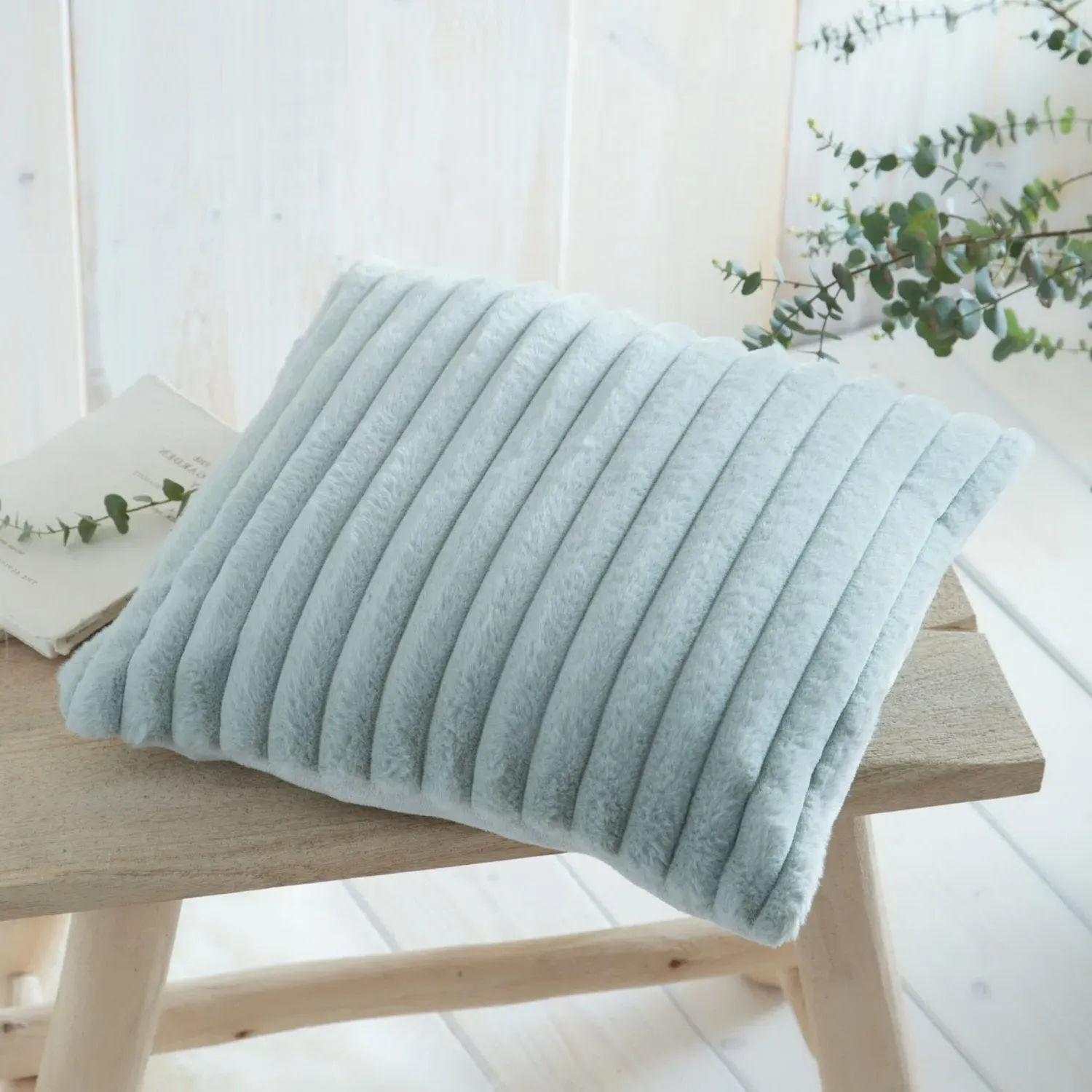 Morritz Square Cushion - Green, Faux Fur product