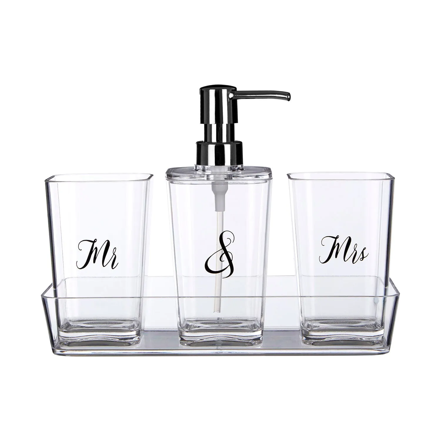 4-Piece Bathroom Set with Tray - Clear product