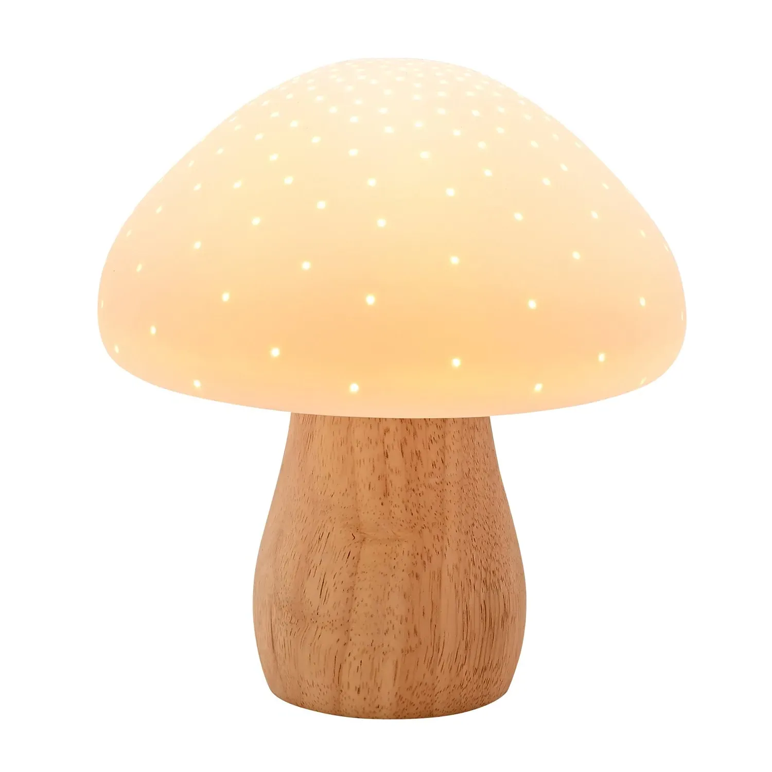 Mushroom Table Lamp with Cut-Outs - White