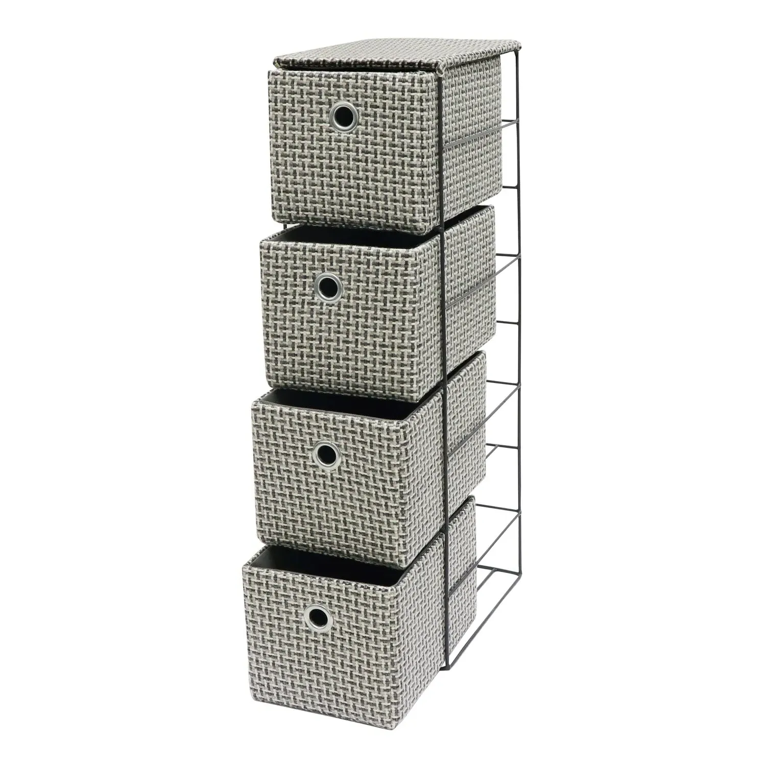 Narrow 4-Drawer Storage Tower - Grey, Fabric image