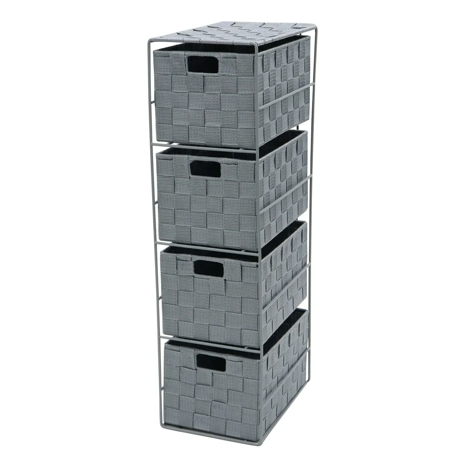 Narrow 4-Drawer Storage Tower - Grey, Nylon