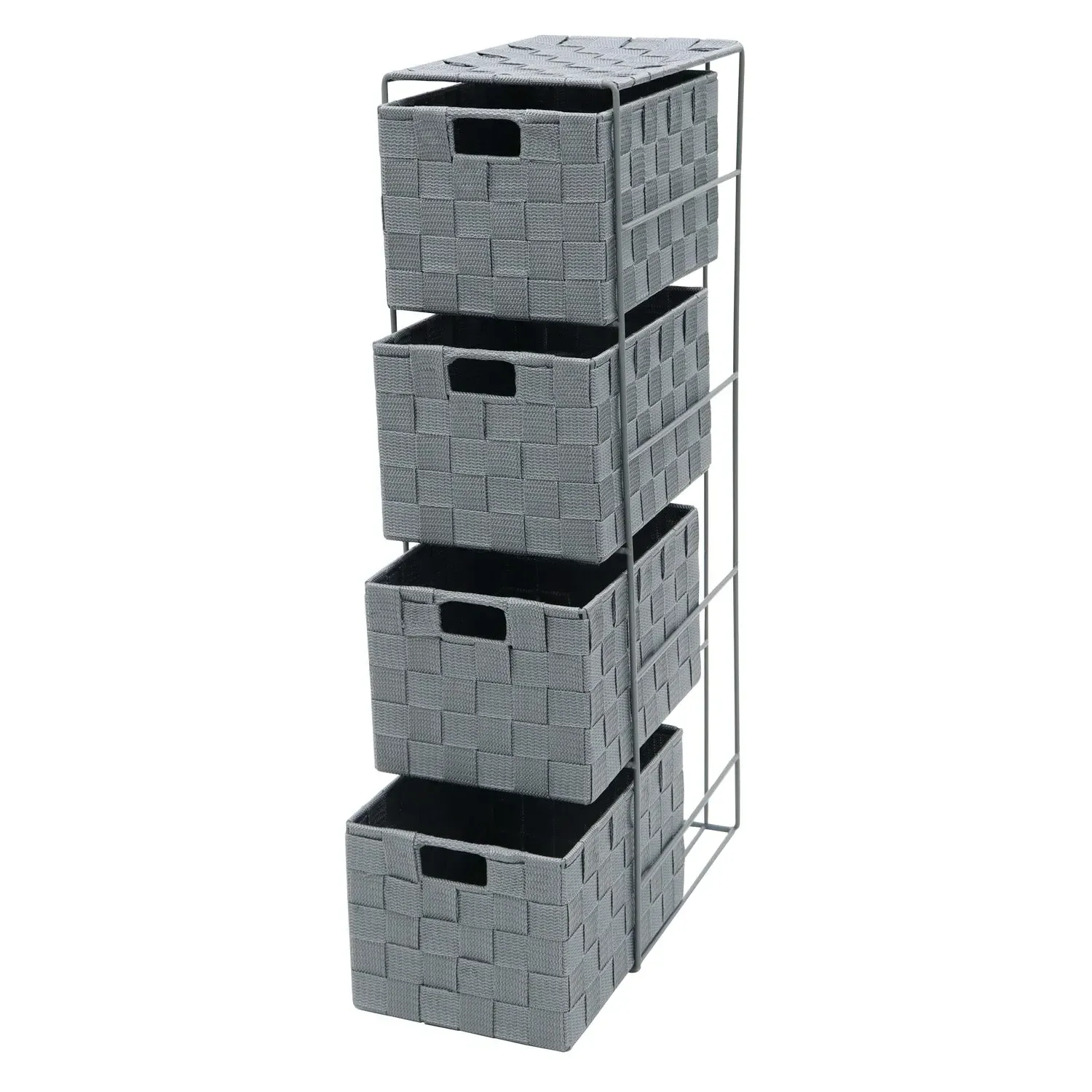 Narrow 4-Drawer Storage Tower - Grey, Nylon image