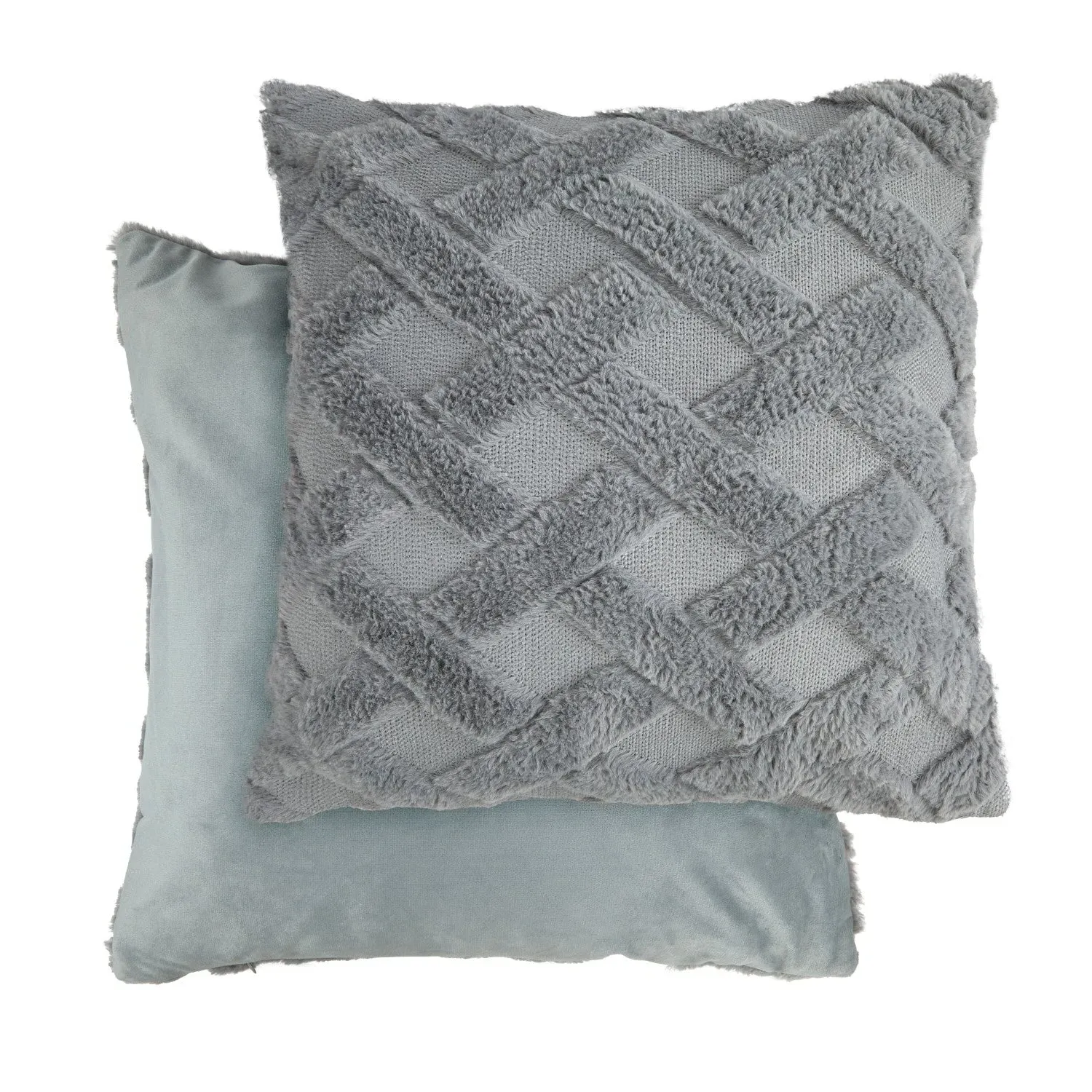 Pair Cushion Covers Geometric Tufted - Grey, Polyester product