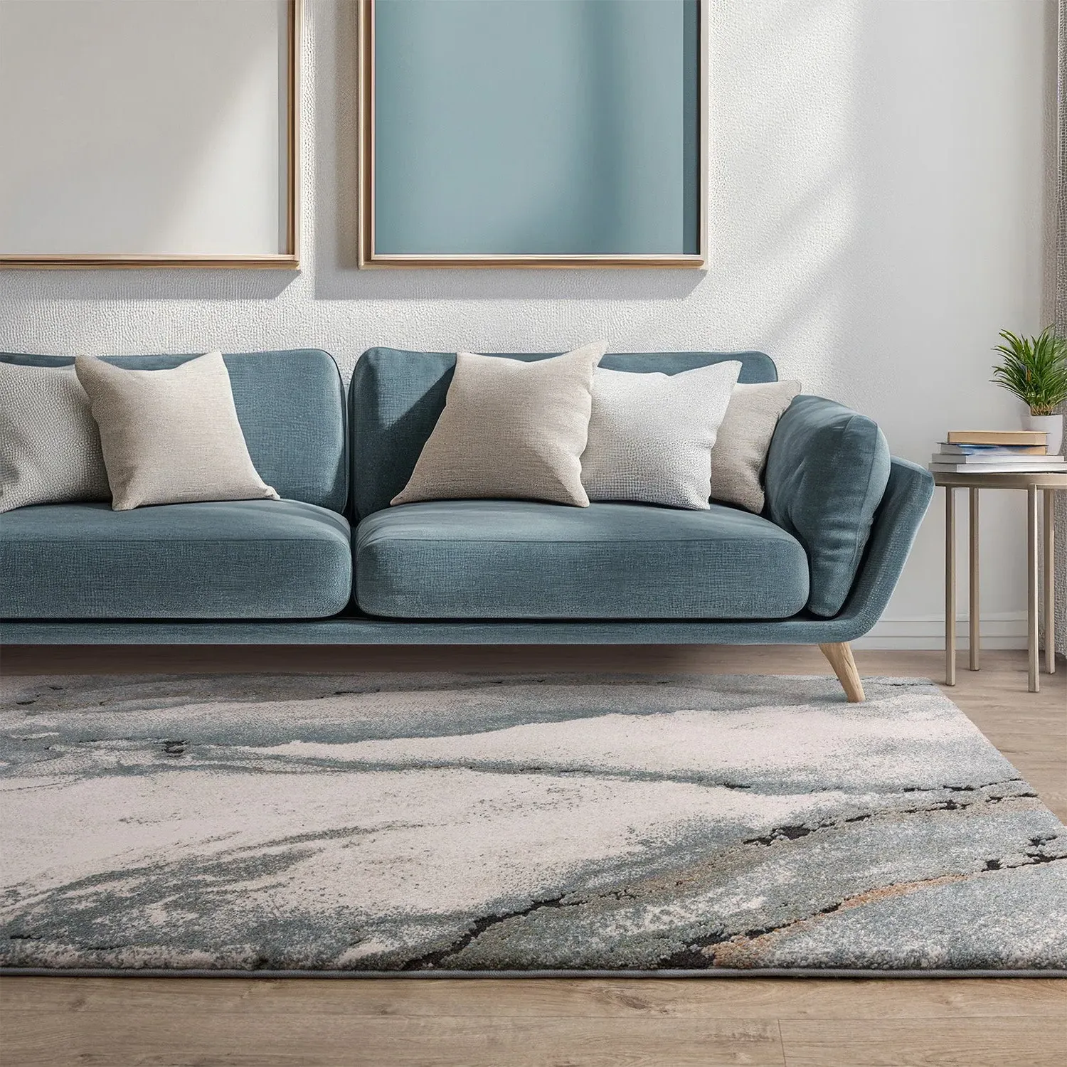 Oasis Rug with High-Low Pile - Blue image