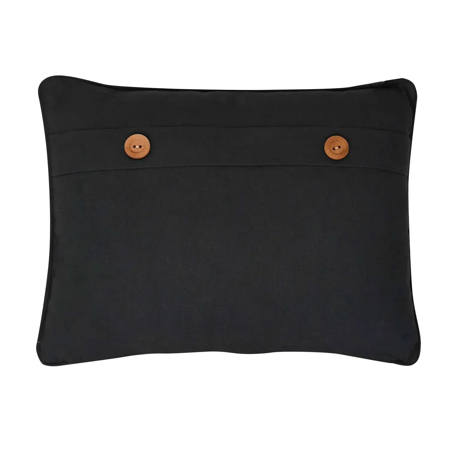 Oblong Cushion with Wooden Buttons - Cream image