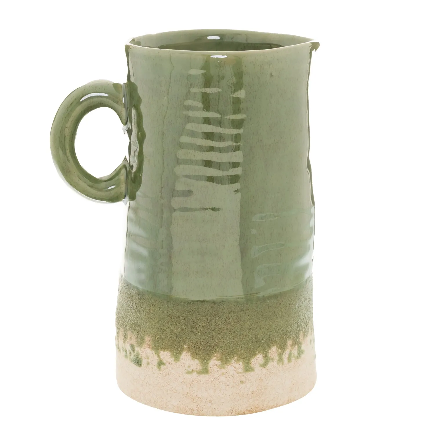Olive Jug with Artistic Shape - Green, Ceramic