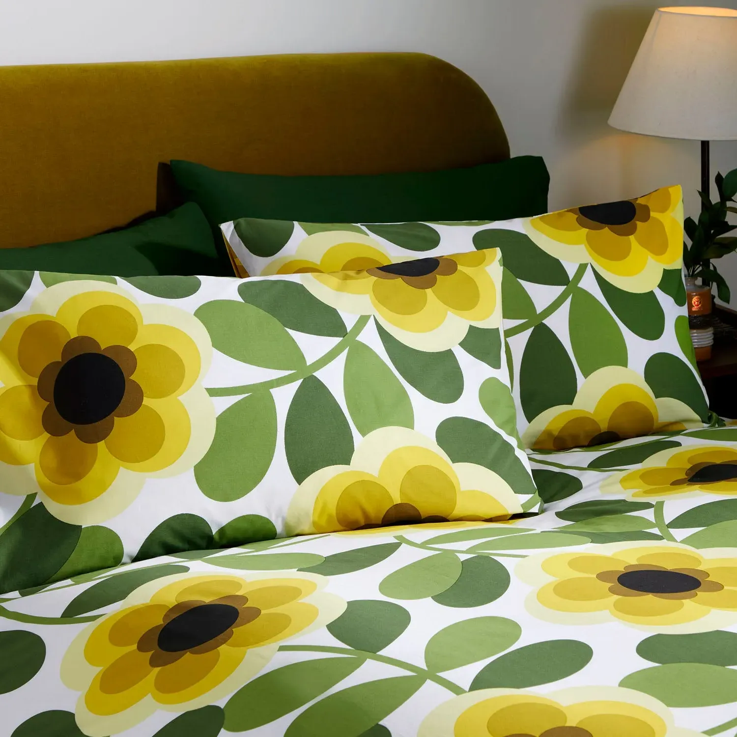 Orla Kiely Giant Water Lily Double Duvet Set - Yellow, Cotton by Julian Charles, image 2