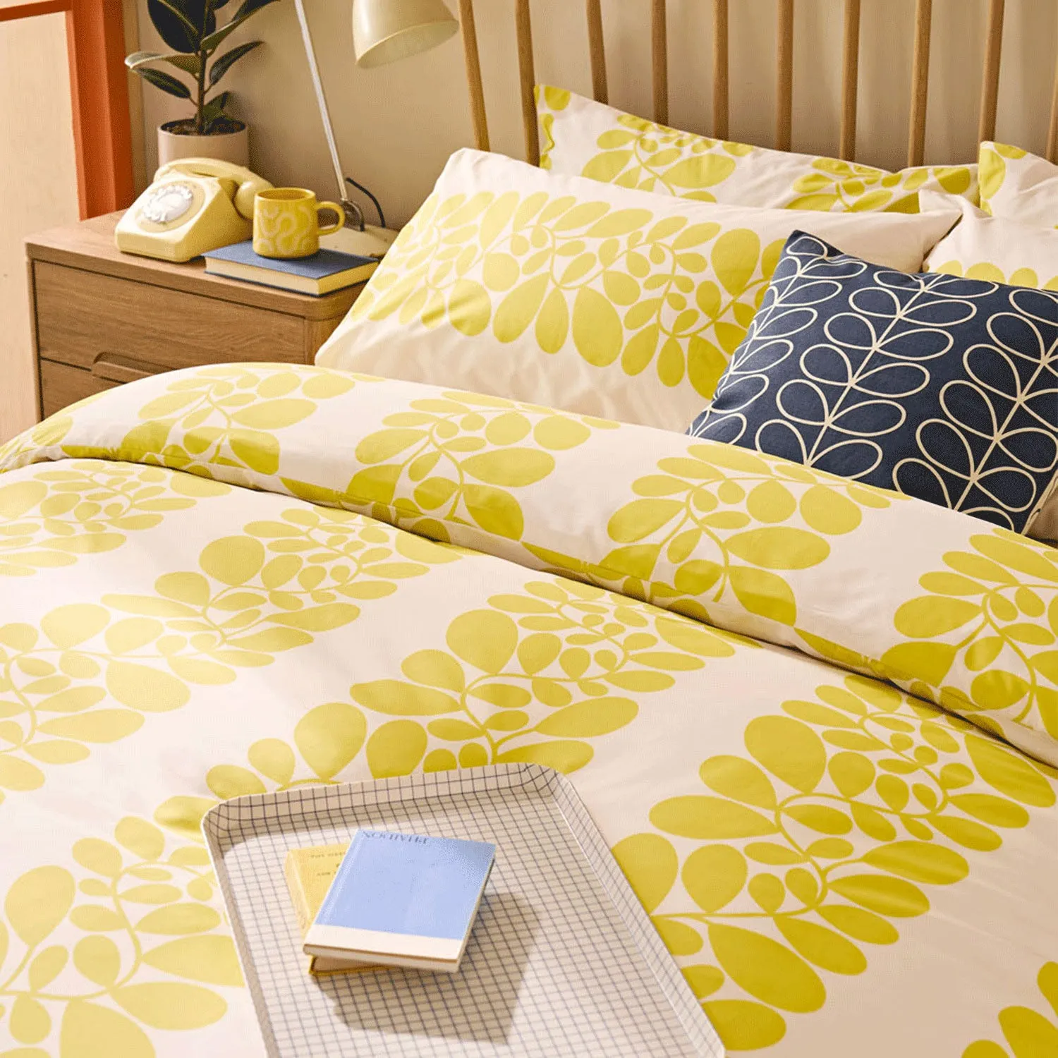 Orla Kiely Sycamore Stripe King Size Duvet Set - Yellow, Cotton by Julian Charles, image 2
