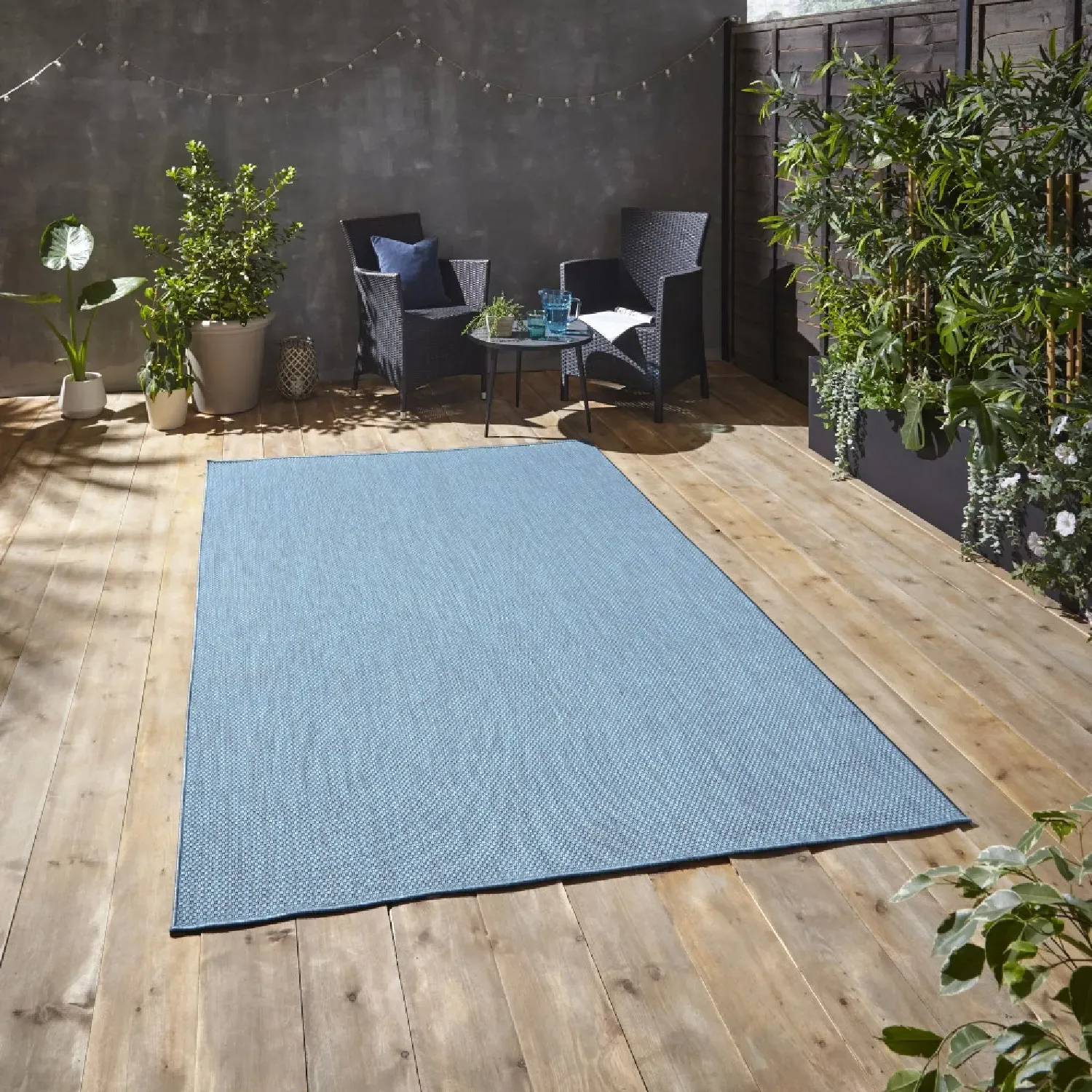 Outdoor Flat Weave Rug - Blue, Polypropylene
