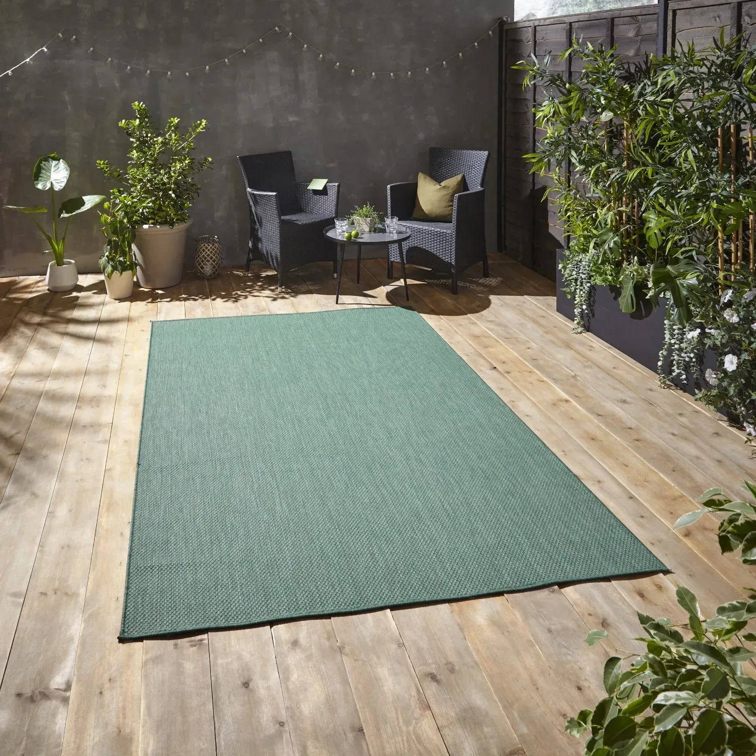 Outdoor Flat Weave Rug - Green, Polypropylene