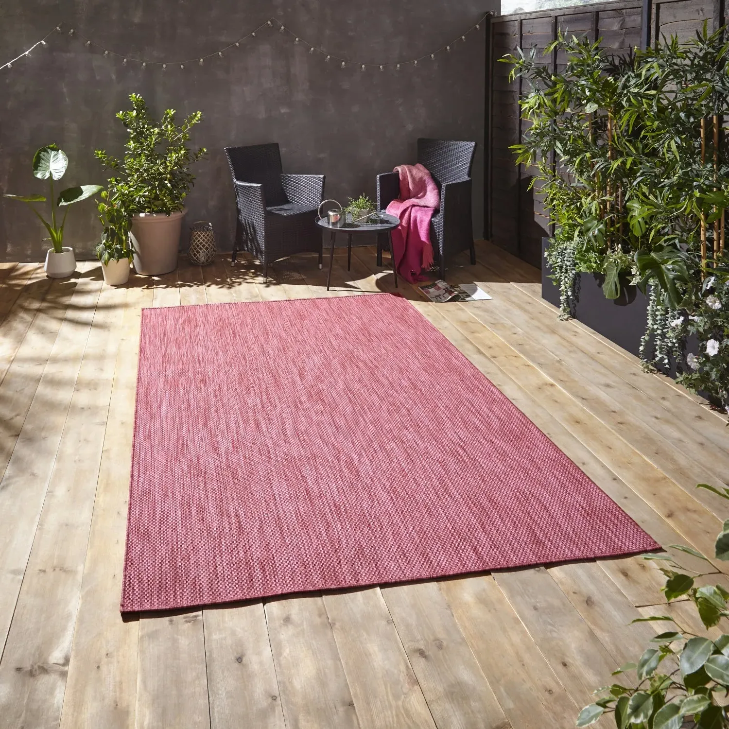 Outdoor Flat Weave Rug - Red, Polypropylene