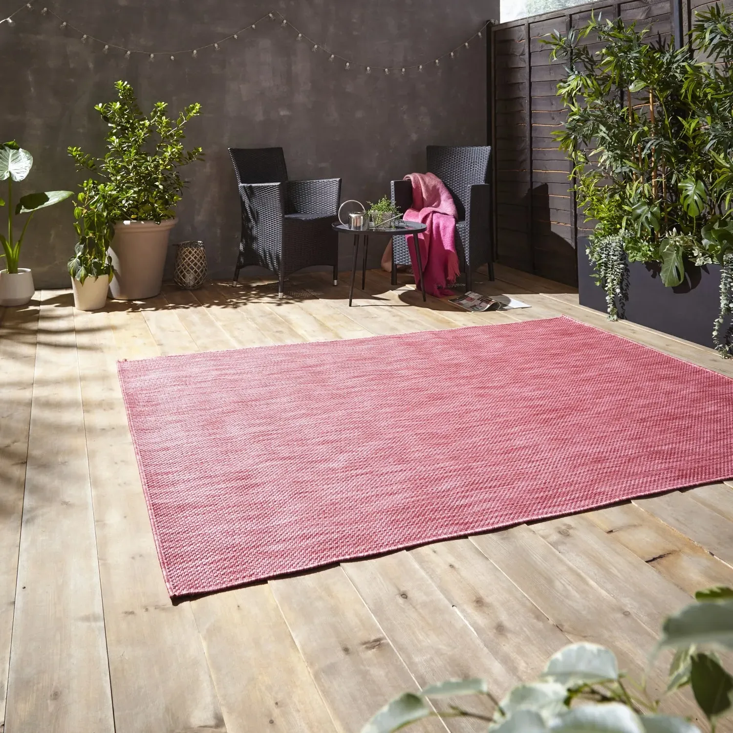 Outdoor Flat Weave Rug - Red, Polypropylene