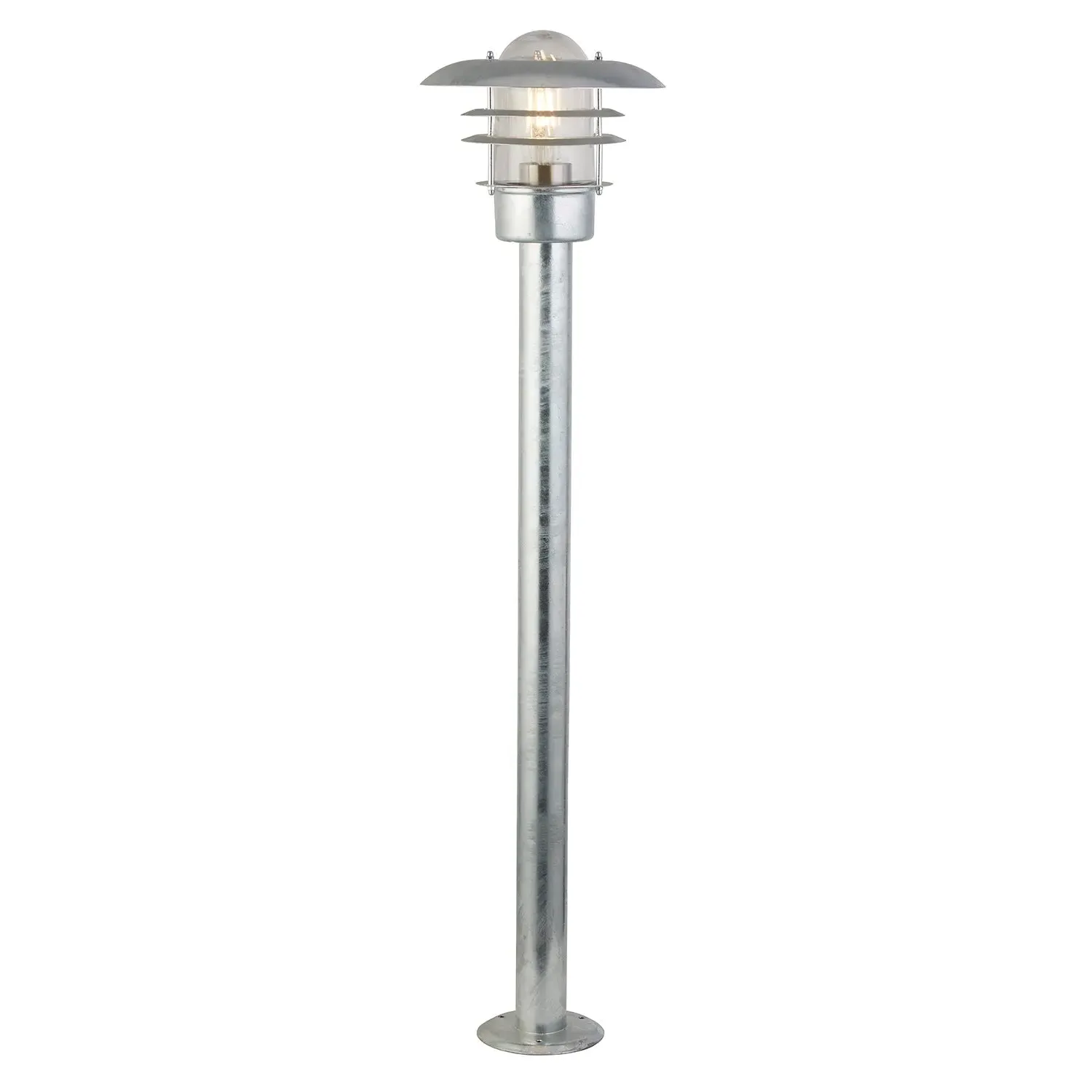 Outdoor Lantern Post Light - Silver, Galvanised