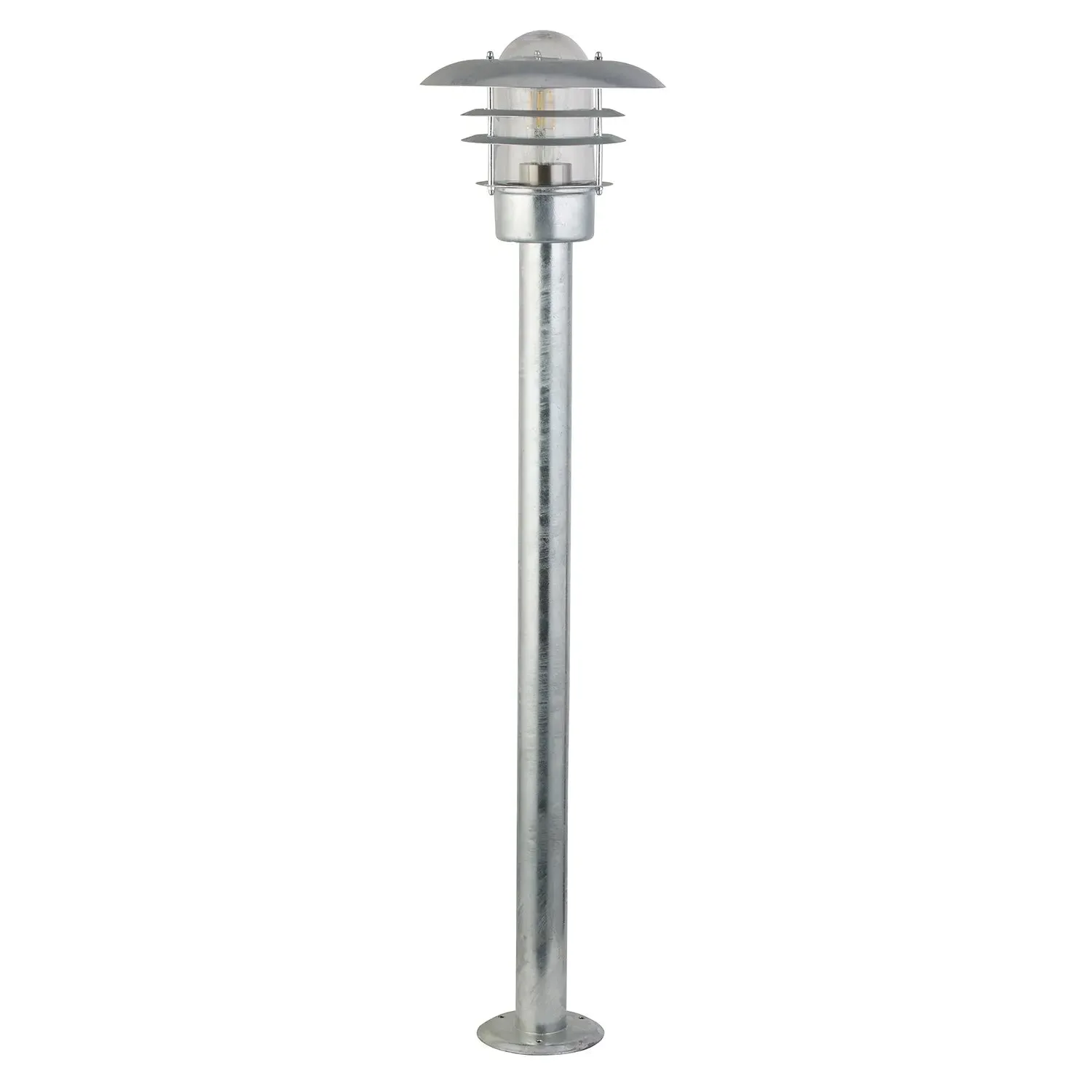 Outdoor Lantern Post Light - Silver, Galvanised