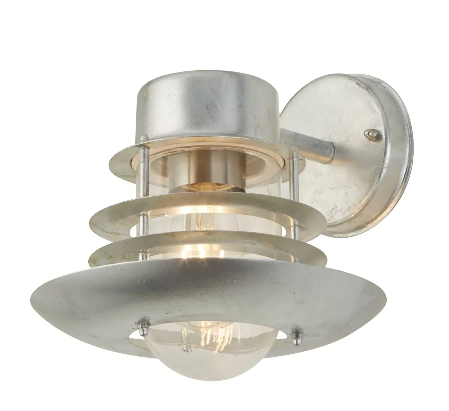 Outdoor Lantern Wall Light - Silver, Galvanised