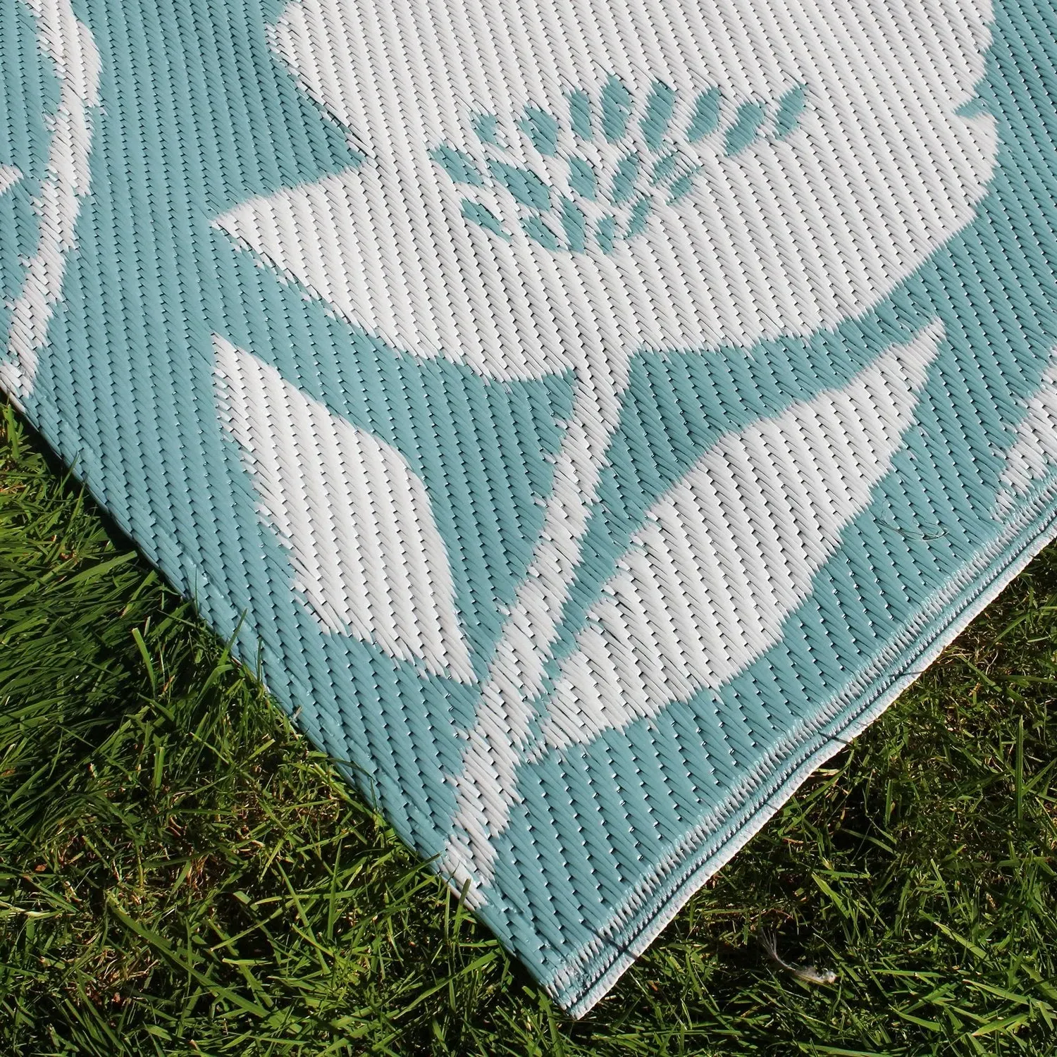 Outdoor Rug with Floral Pattern - Blue image