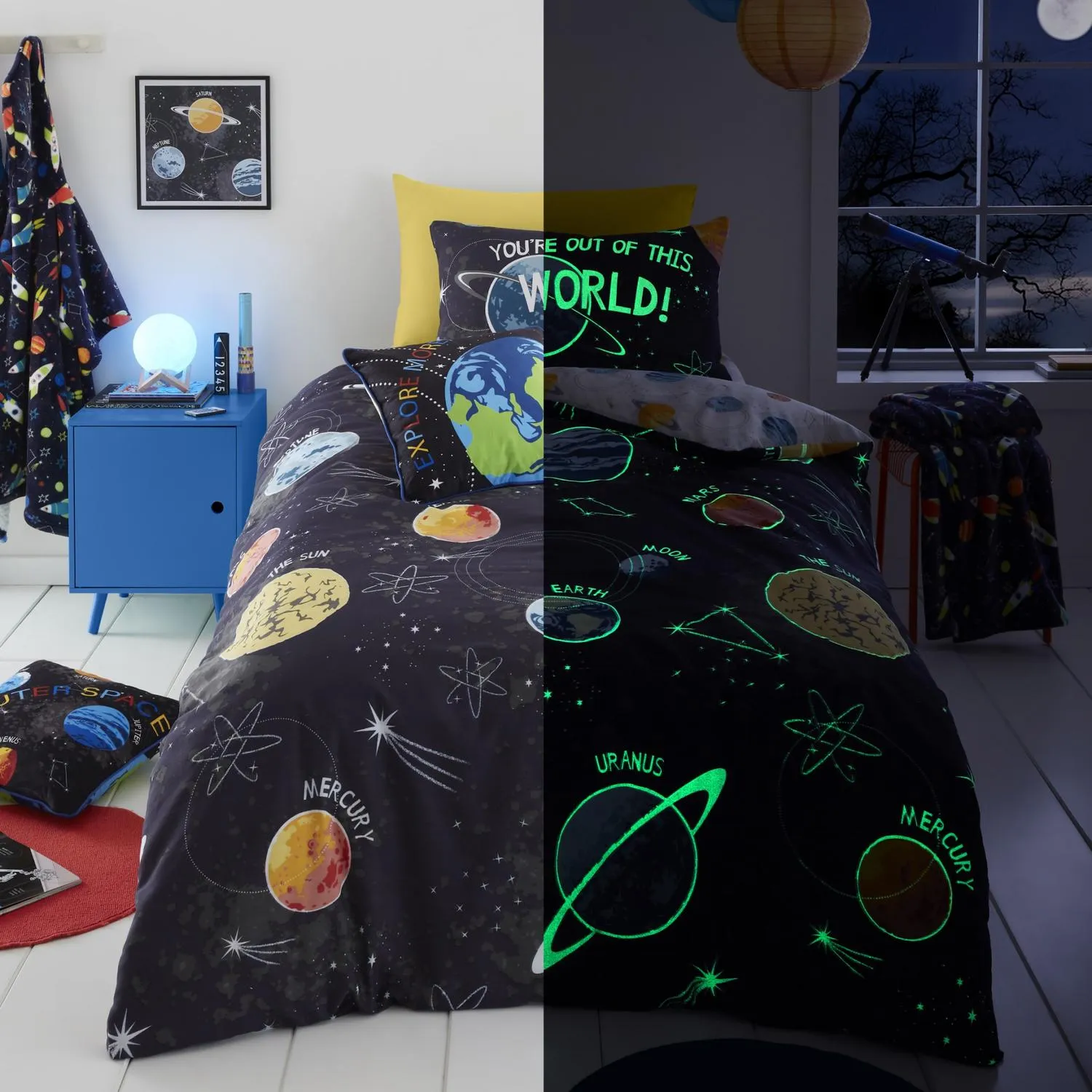 Single Duvet Set Glow in Dark - Black alternate view