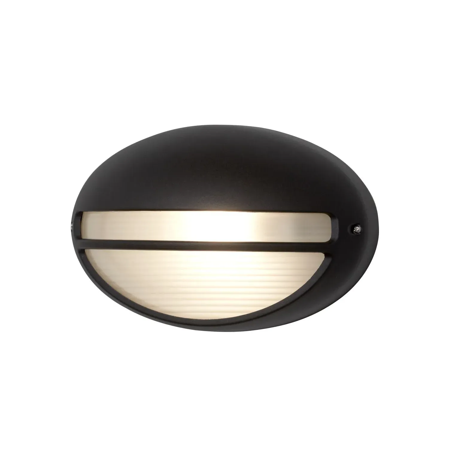 Oval Outdoor Wall Light with Ridged Glass - Black product