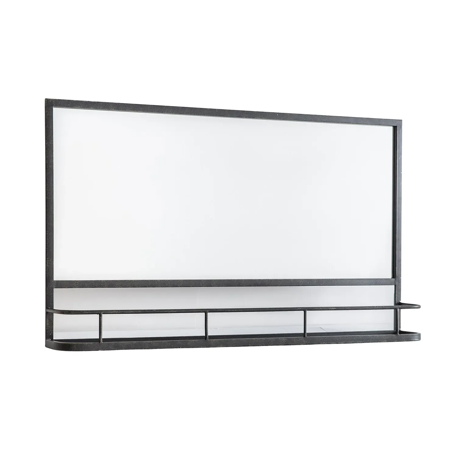 Overmantel Mirror with Shelf - Grey, Metal