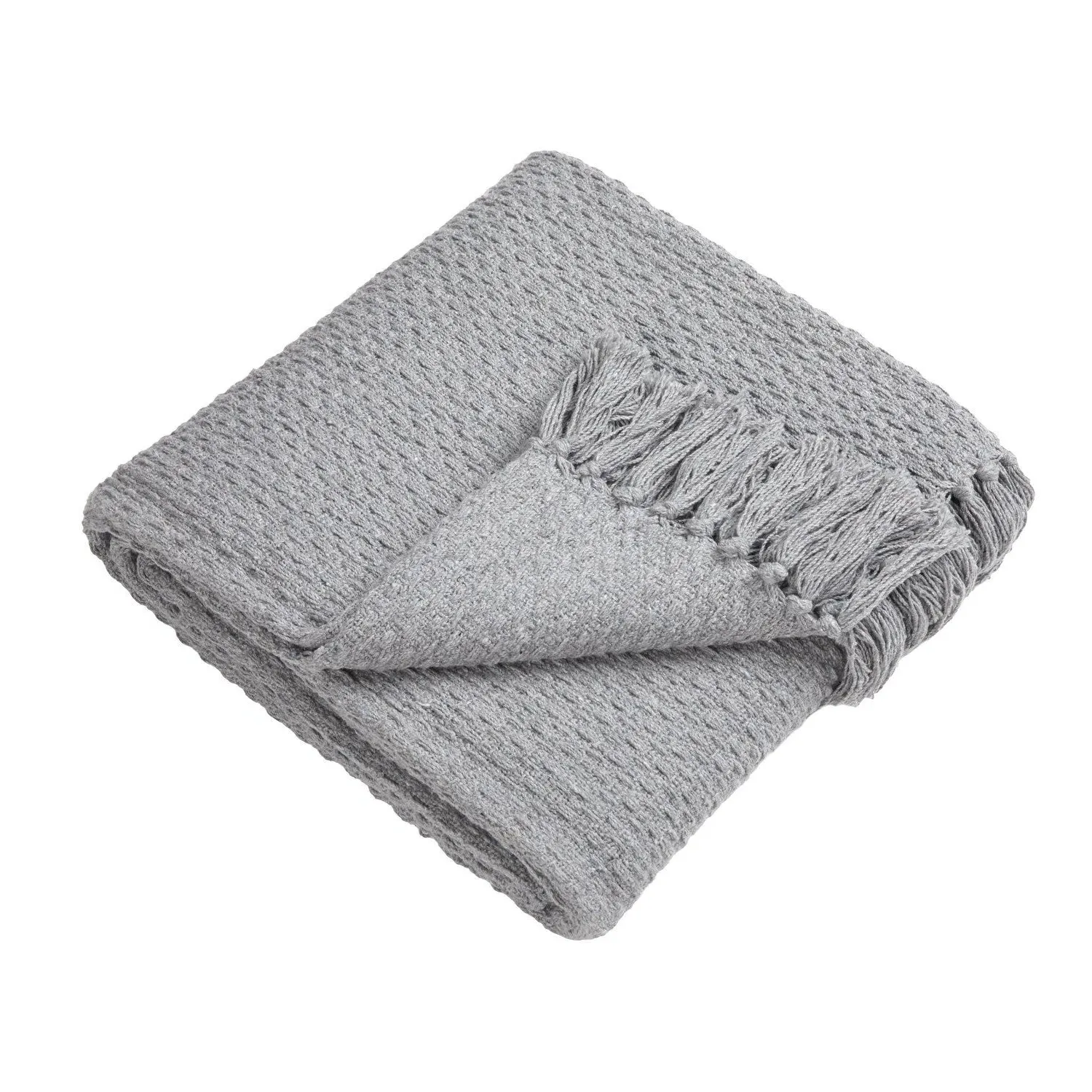 Oversized Cotton Throw with Basket Weave - Grey image