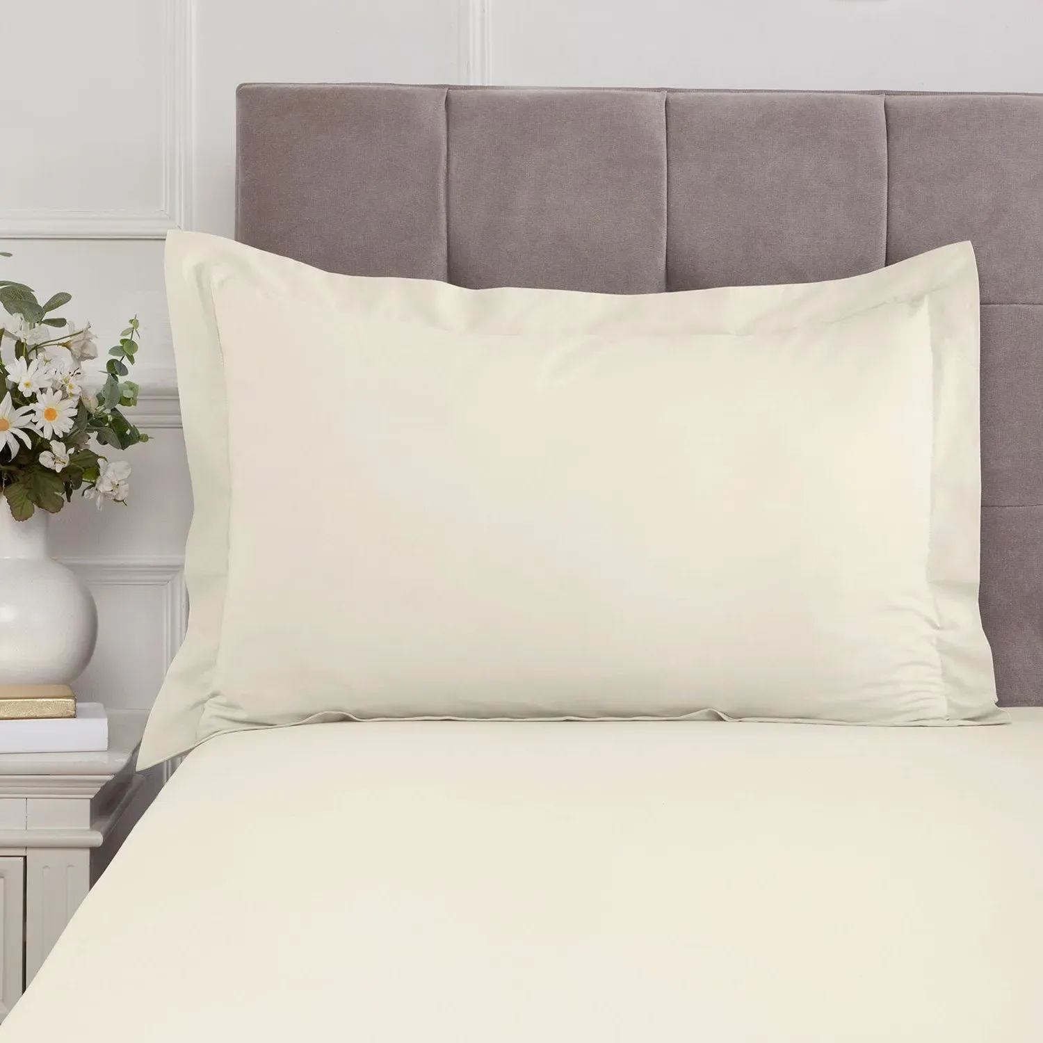 Oxford Pillowcase Pair 180TC - Cream, Cotton