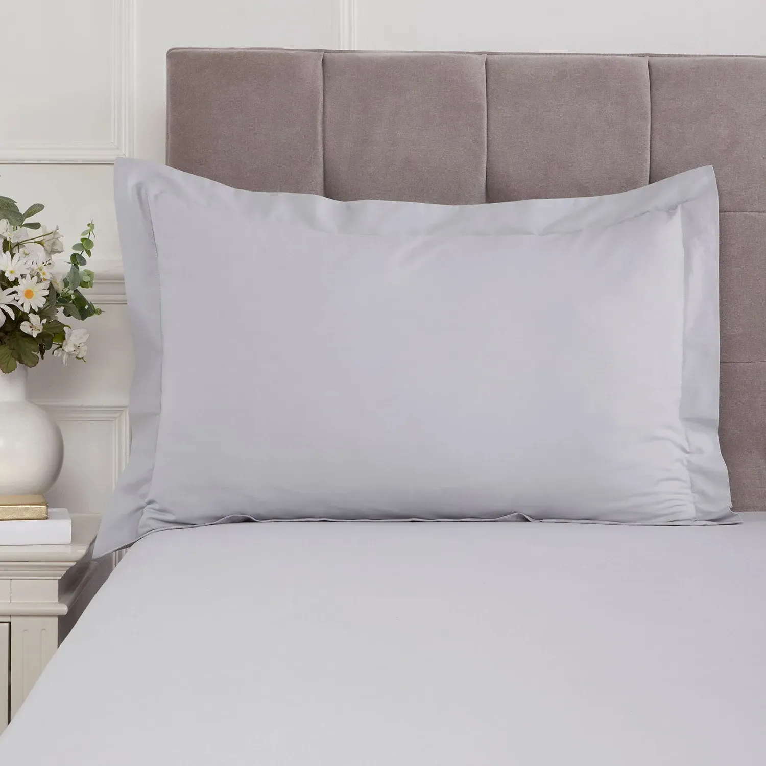 Oxford Pillowcase Pair 180TC - Grey, Cotton