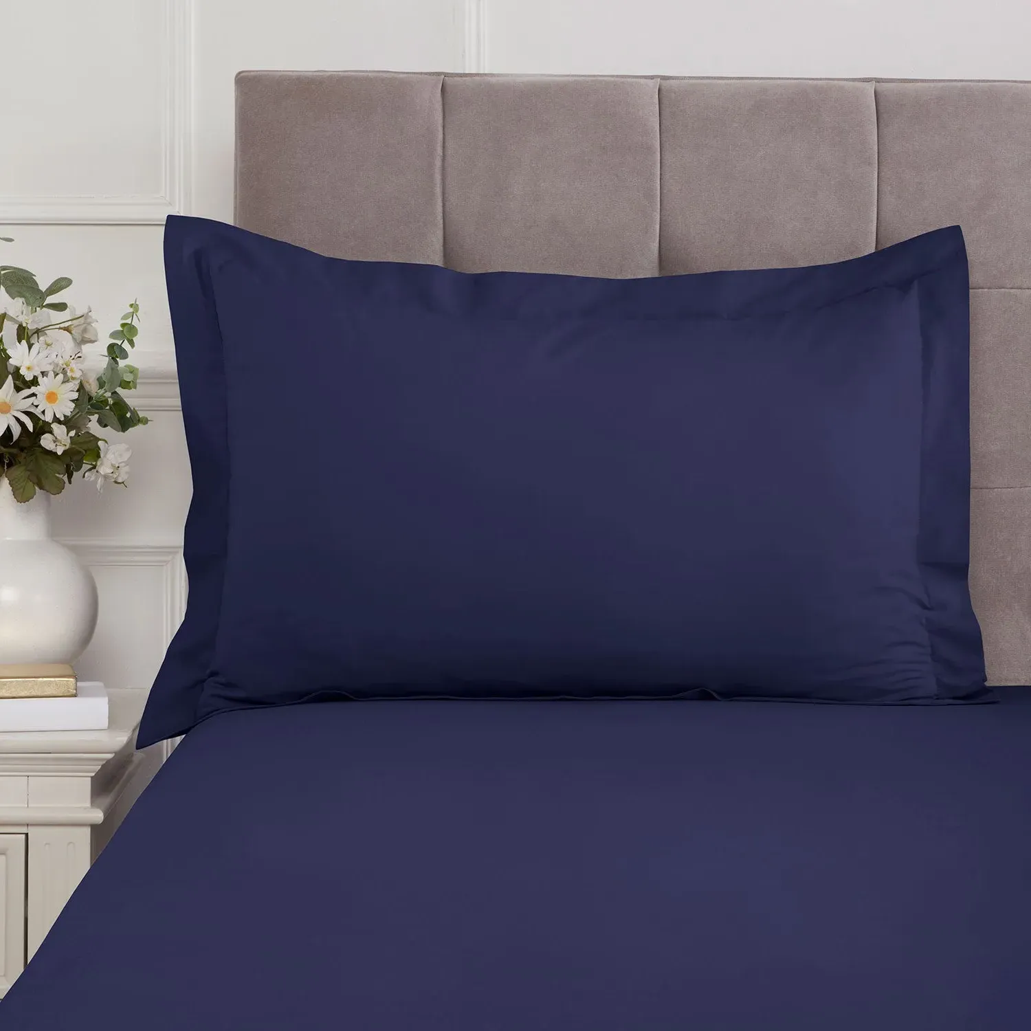 Oxford Pillowcase Pair 180TC - Navy, Cotton