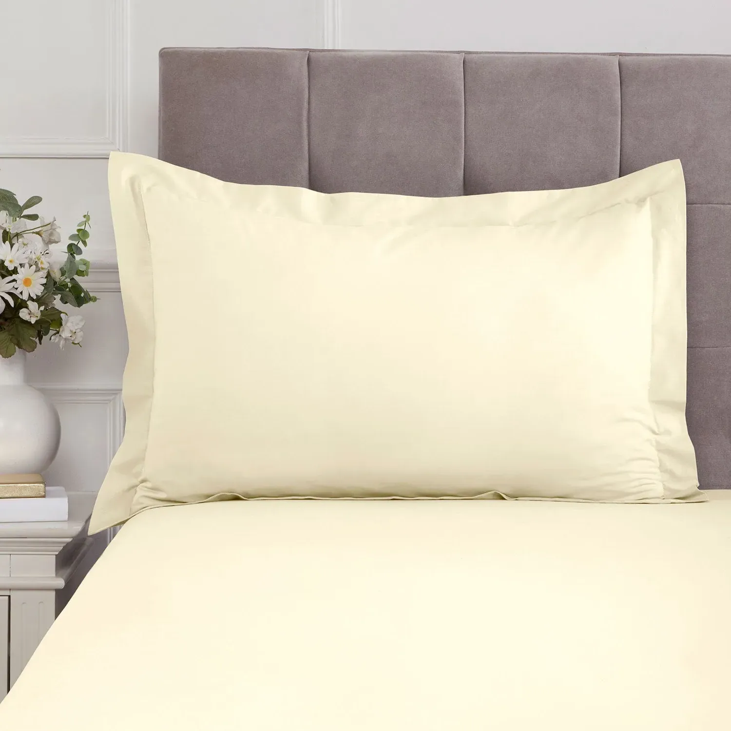 Oxford Pillowcase Pair 180TC - Yellow, Cotton