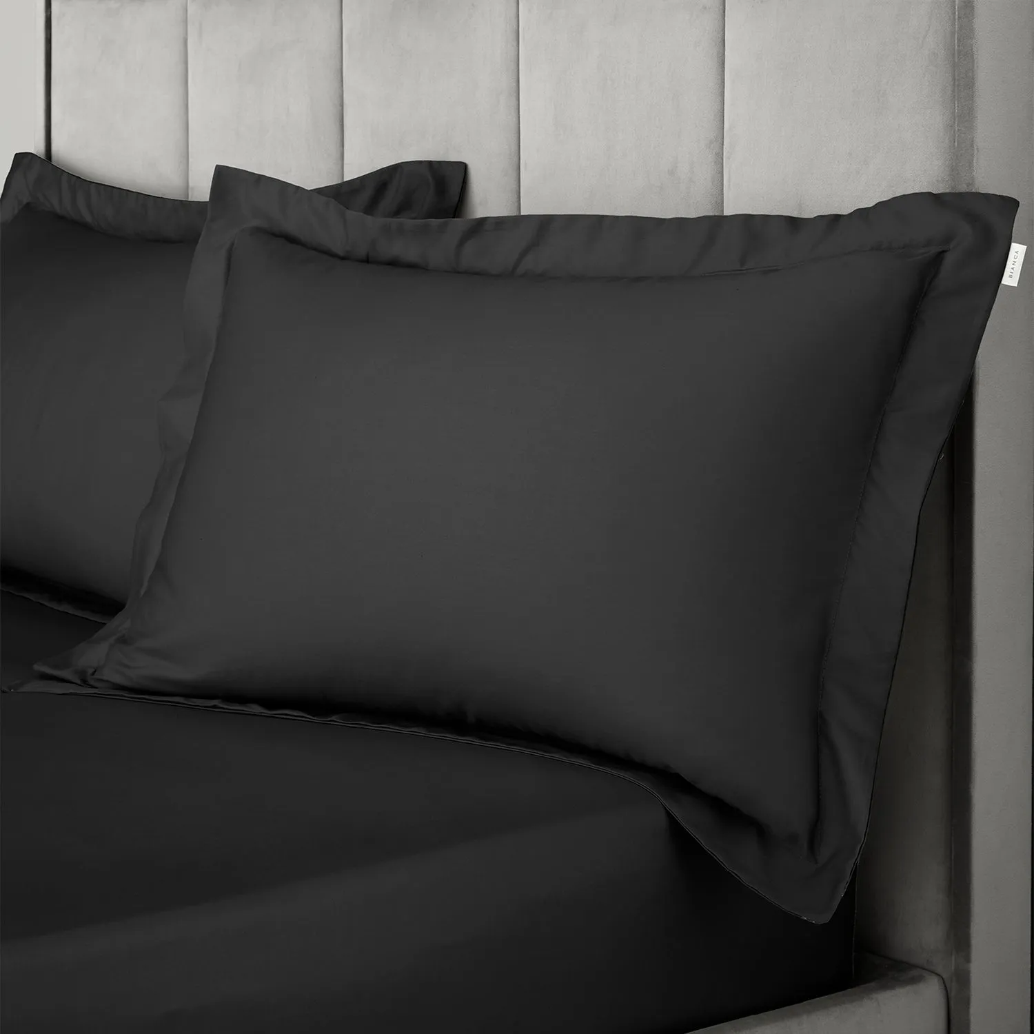Oxford Pillowcase Pair 400TC - Black, Cotton