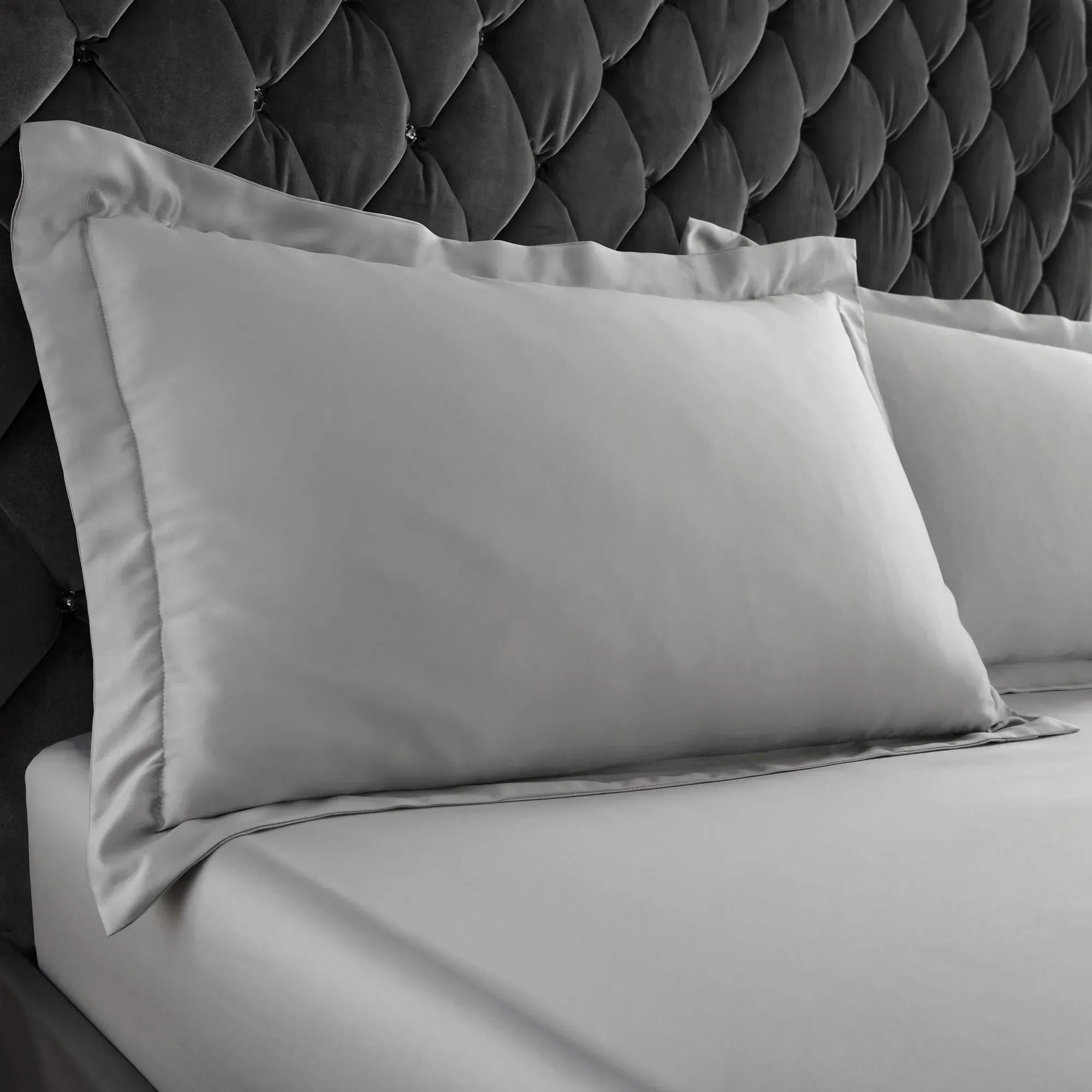 Oxford Pillowcase Pair - Silver, Satin