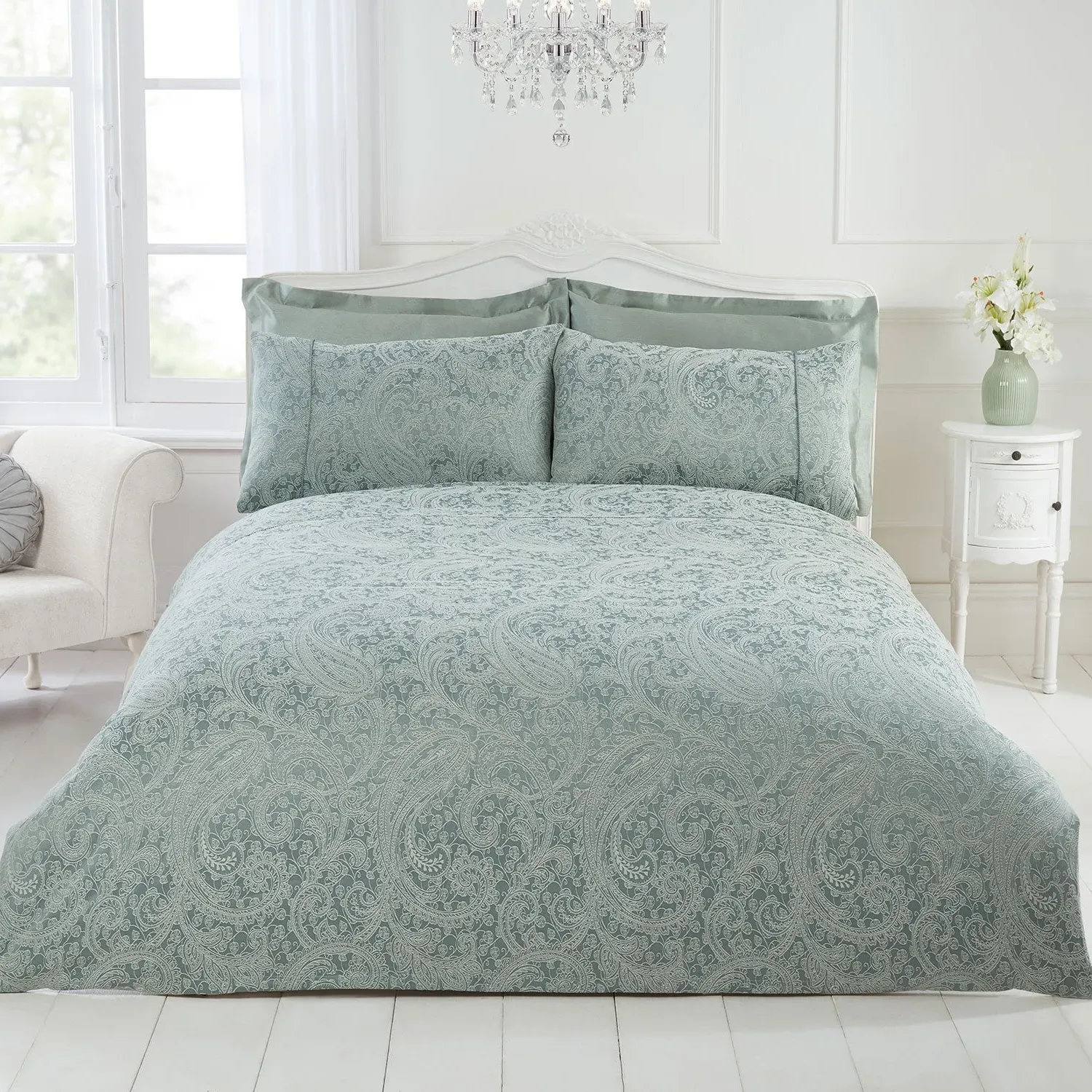 Oxford Pillowcases Pair - Green, Faux Silk image