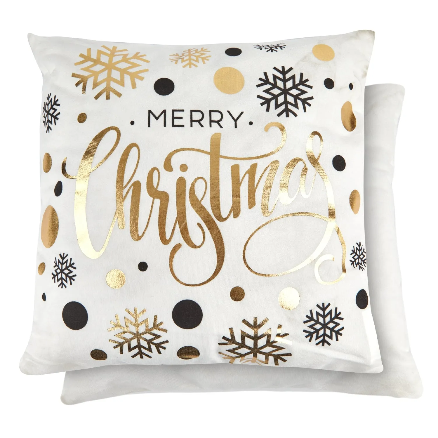 Pair Christmas Cushion Covers - White, Metallic