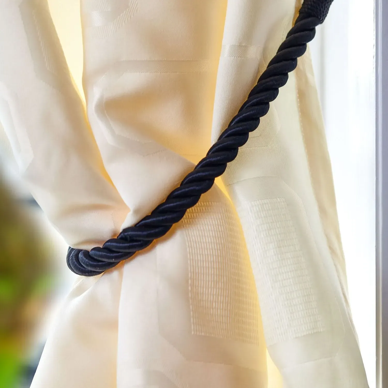 Pair Curtain Tiebacks - Black, Rope image