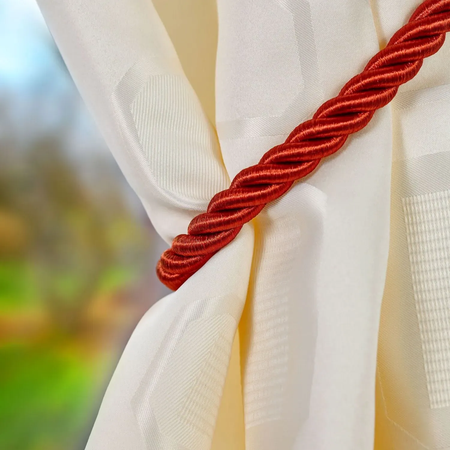 Pair Curtain Tiebacks - Orange, Rope