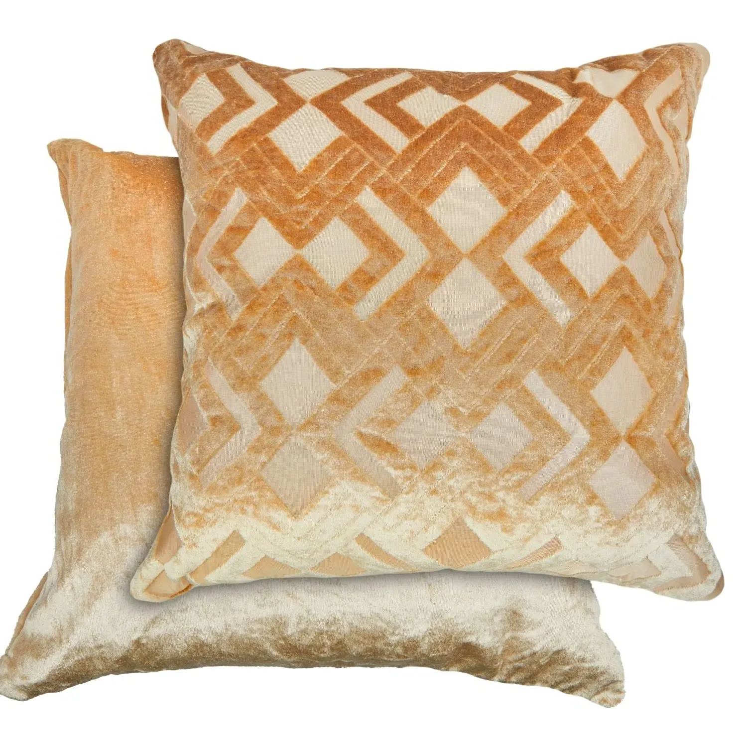 Pair Cushion Covers Art Deco - Ochre, Velvet