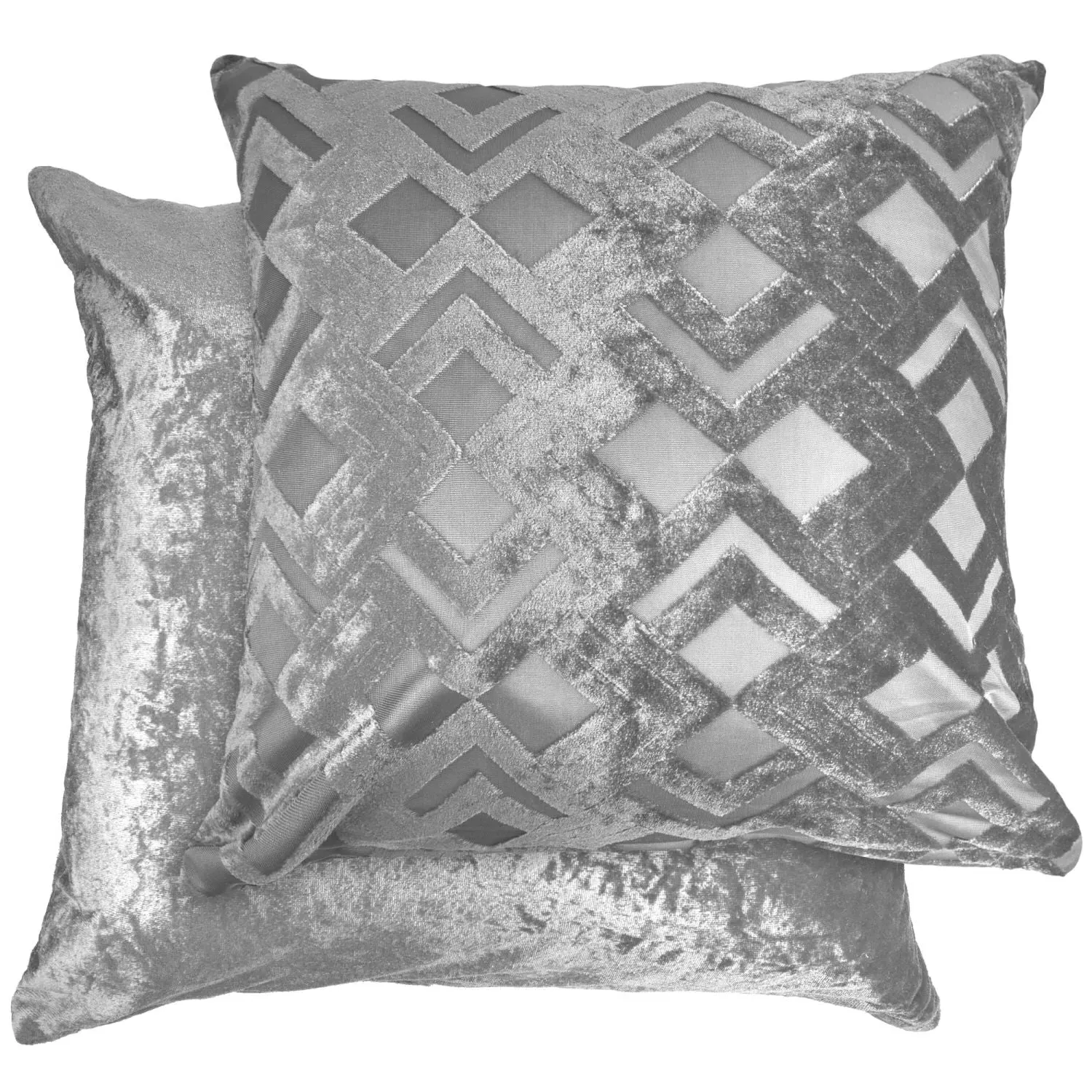 Pair Cushion Covers Art Deco - Silver, Velvet