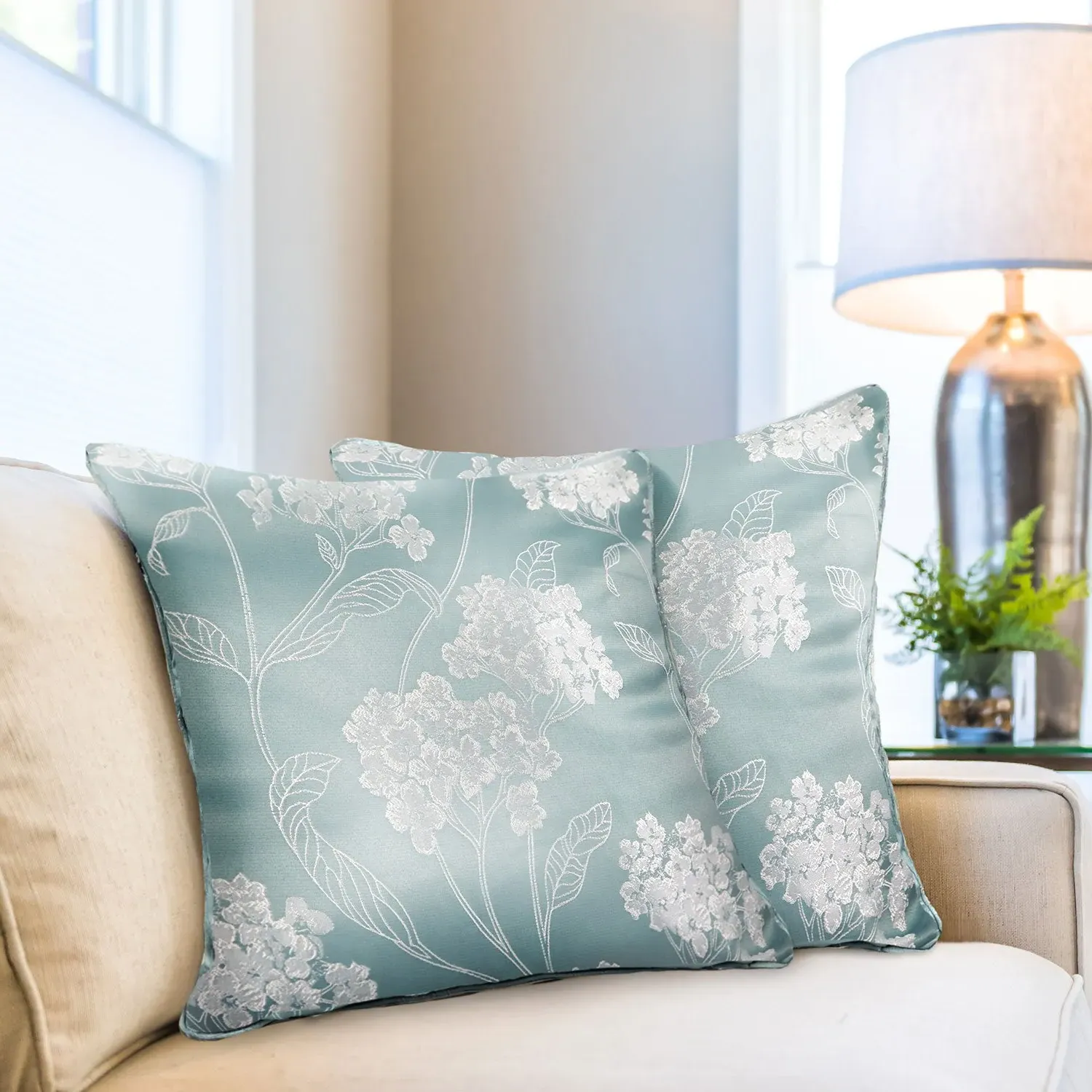 Pair Cushion Covers Blossom - Blue, Jacquard image